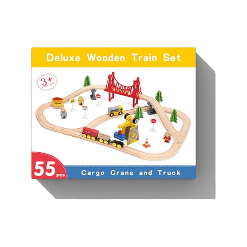 Tiny Land 110PCS Wooden Train Set