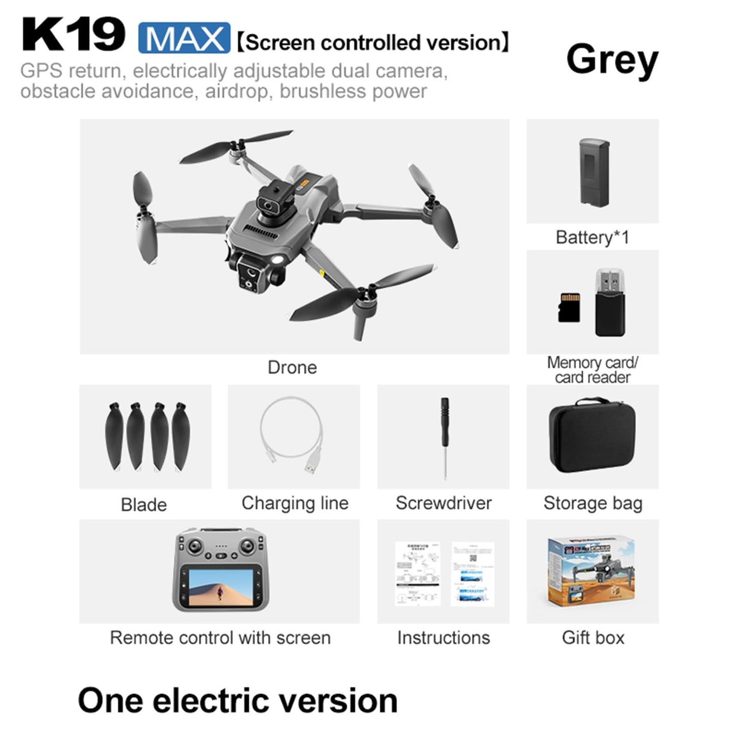 GPS Drone with Camera, 4.5 inch Screen Remote Controller