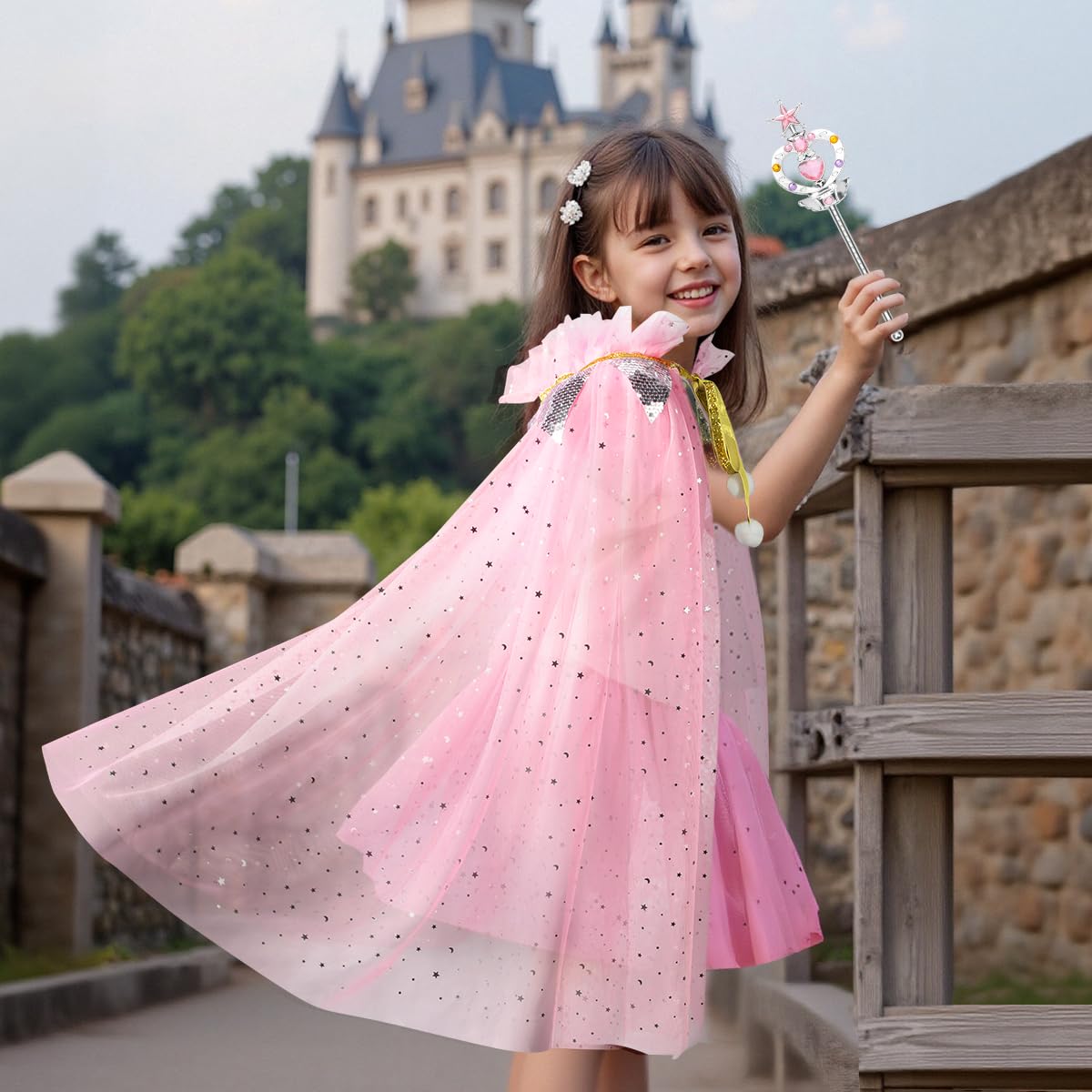 Meland Princess Dress up Clothes for Little Girl, 11Pcs Princess Cape with Crown, Princess Dresses for Girl 3-8 Birthday Gift