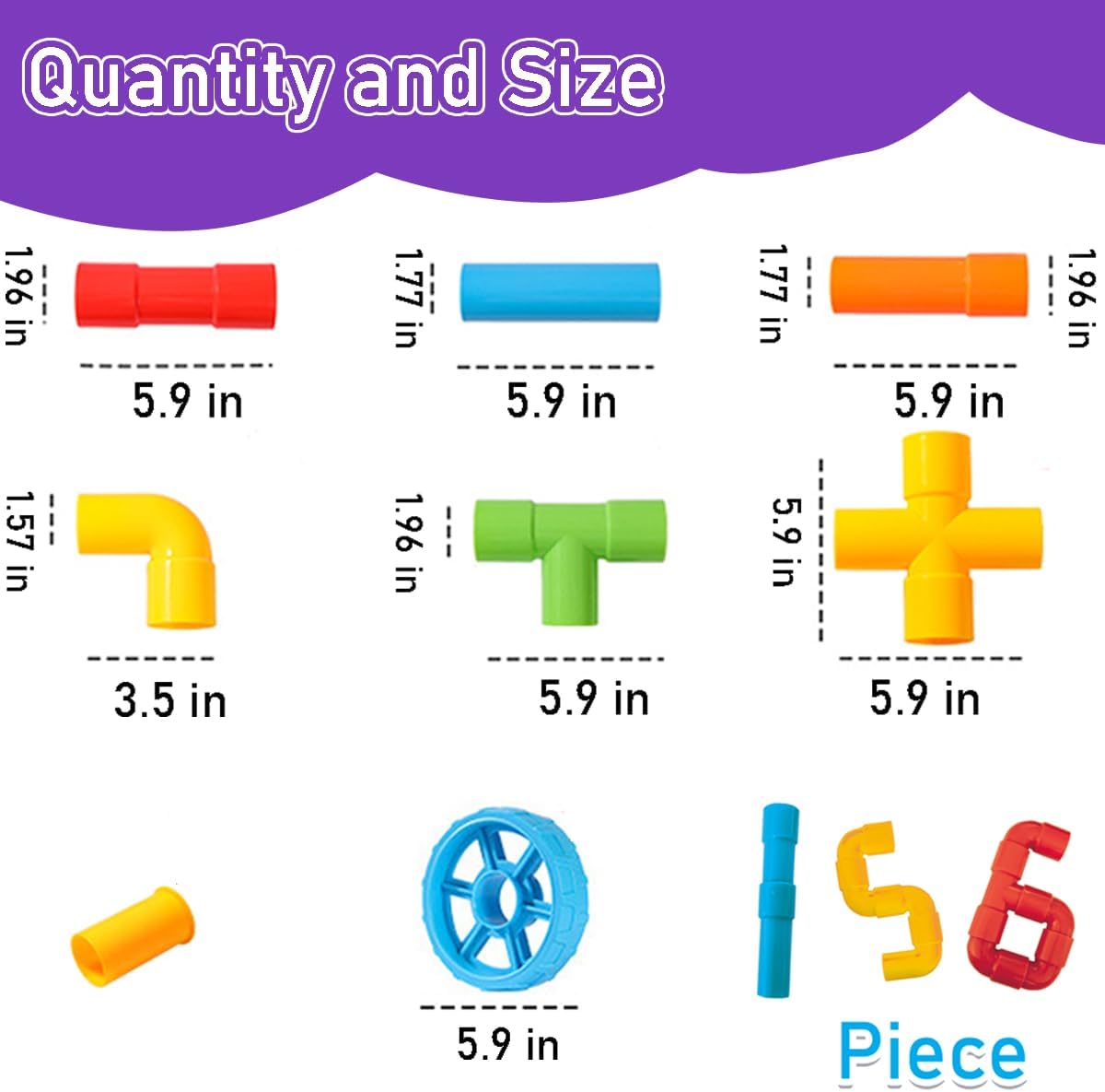 RAINBOW TOYFROG Fun Plus Size 156 Piece Pipe Building Blocks Set for Kids 4-8, Toddlers, Daycare - Educational STEM Interlocking Pipes, Tubes, Construction Blocks. Makes Variety of Cars & Push Toys