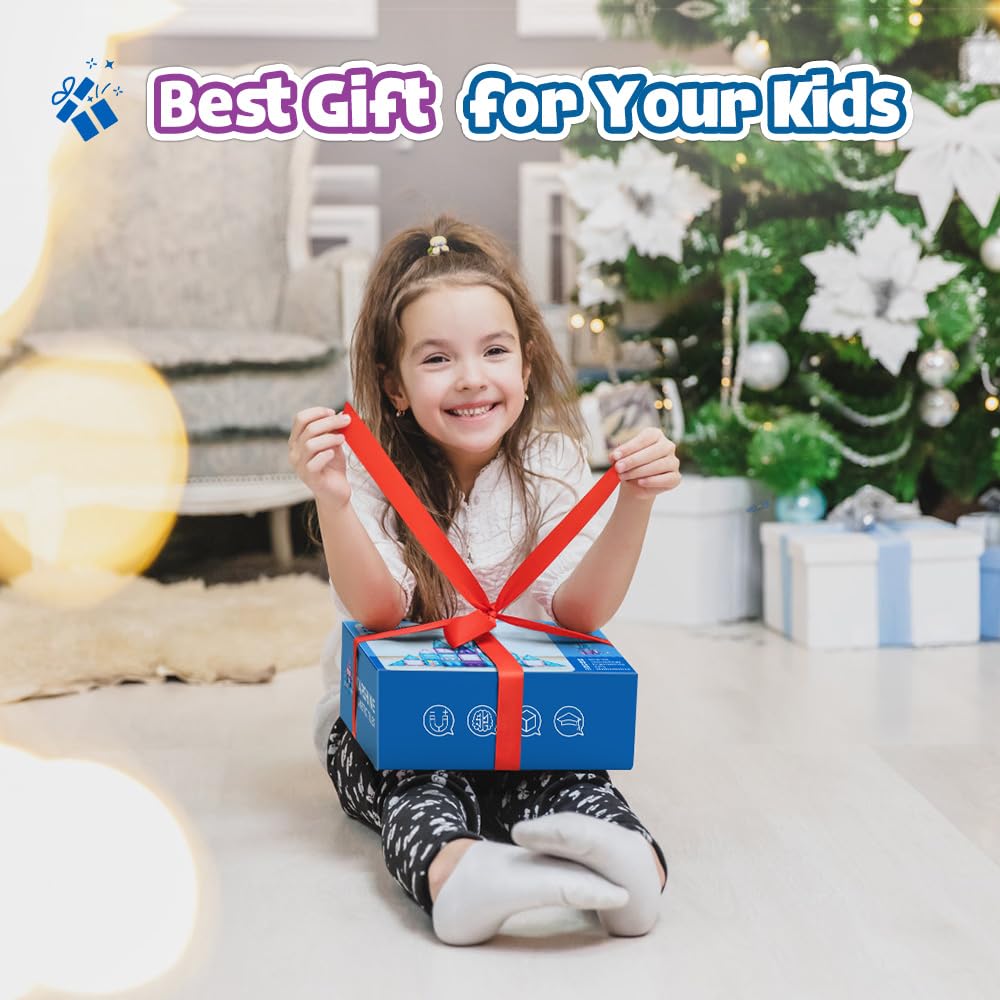 102PCS Ice Castle Magnetic Tiles, 3D Building Blocks STEM Educational Kids Toys for Pretend Play, 3 4 5 6 7 8 Year Old Birthday Gifts for Boys and Girls, Preschool Learning Toys for Birthday