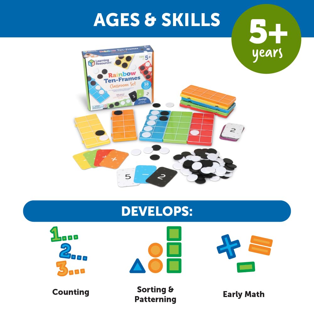 Learning Resources Connecting Ten-Frame Trays, 165 Pieces