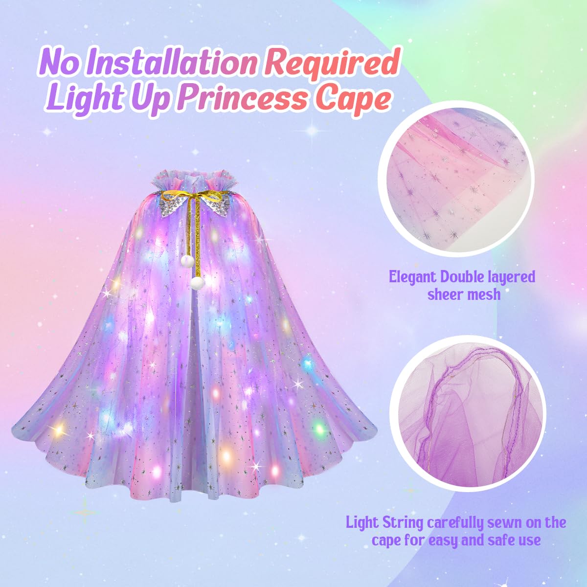 Meland Princess Dress up Clothes for Little Girl, 11Pcs Princess Cape with Crown, Princess Dresses for Girl 3-8 Birthday Gift