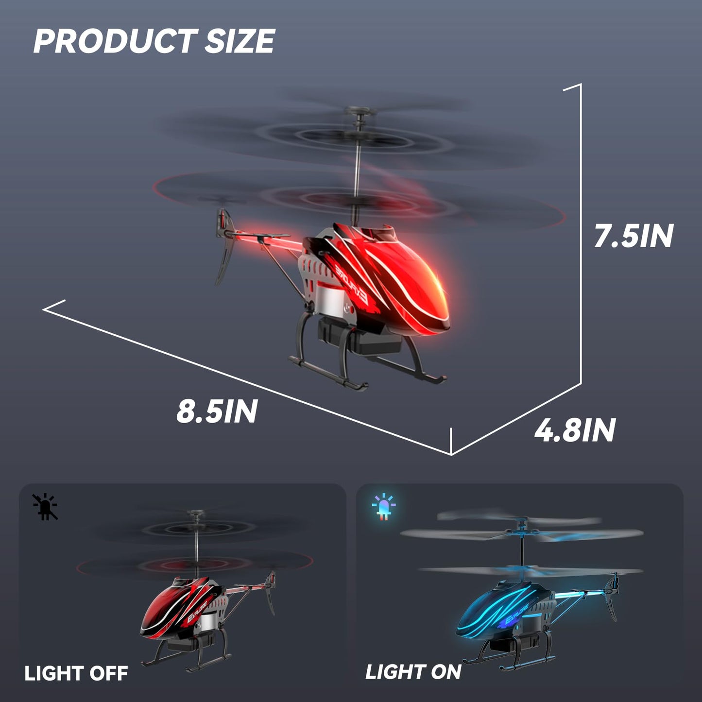 RC Helicopter, Remote Control Helicopter for Kids with 30Mins Flight(2 Batteries), 7+1 LED Light Modes, Altitude Hold, RC Toys for Boys Girls