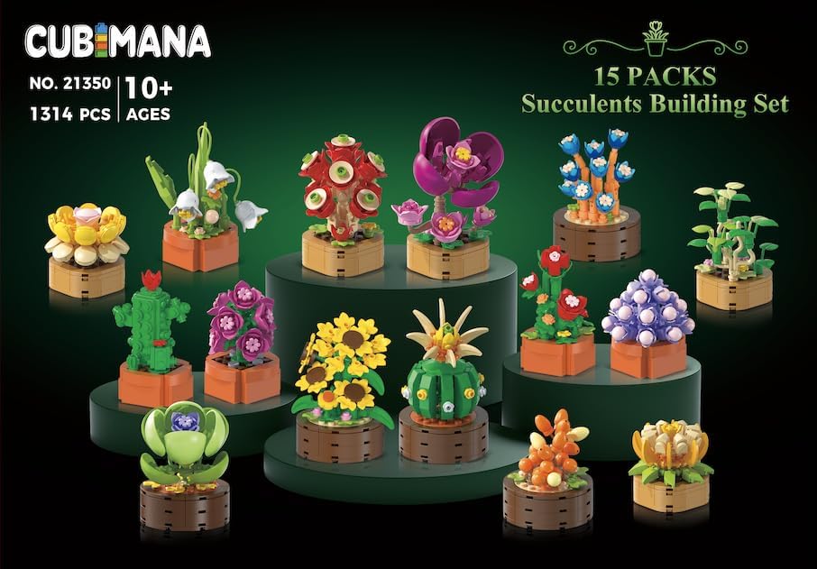 15 Pack Flowers Plants 3.6MM Mini Building Sets