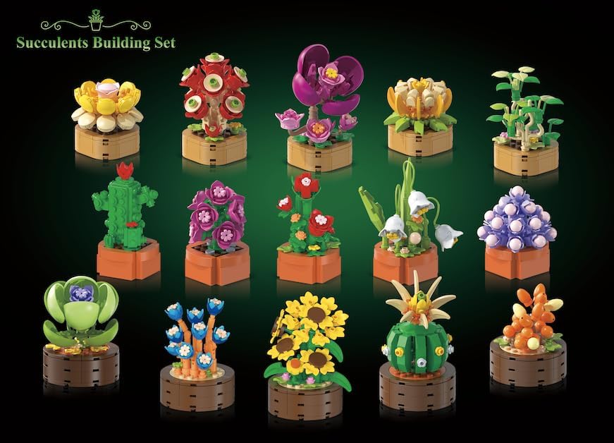 15 Pack Flowers Plants 3.6MM Mini Building Sets