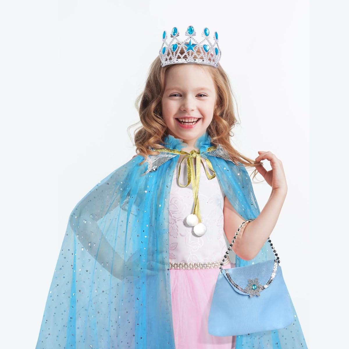Meland Princess Dress up Clothes for Little Girl, 11Pcs Princess Cape with Crown, Princess Dresses for Girl 3-8 Birthday Gift