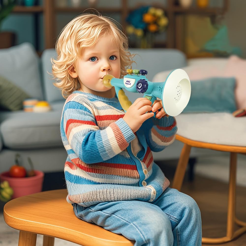 Toddler Musical Instruments Toy, Trumpet, Harmonica, Recorder Flute for Kids Baby, Musical Toys Set for Children, Gifts for Boys Girls Ages 2 3 4 5, Blue