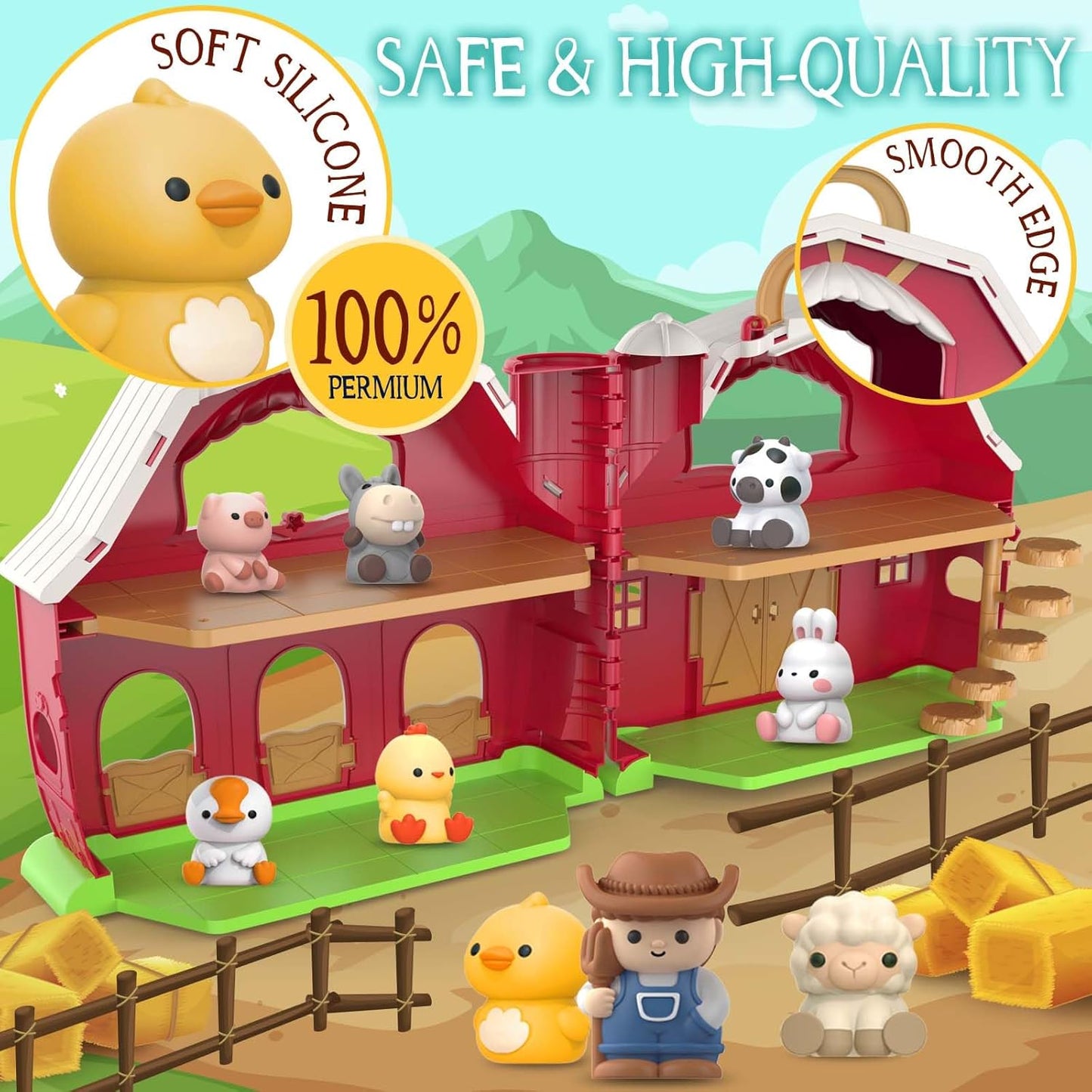 SpringFlower Toddler Farm Playset – Educational & Pretend Play for 1-3 Year Olds