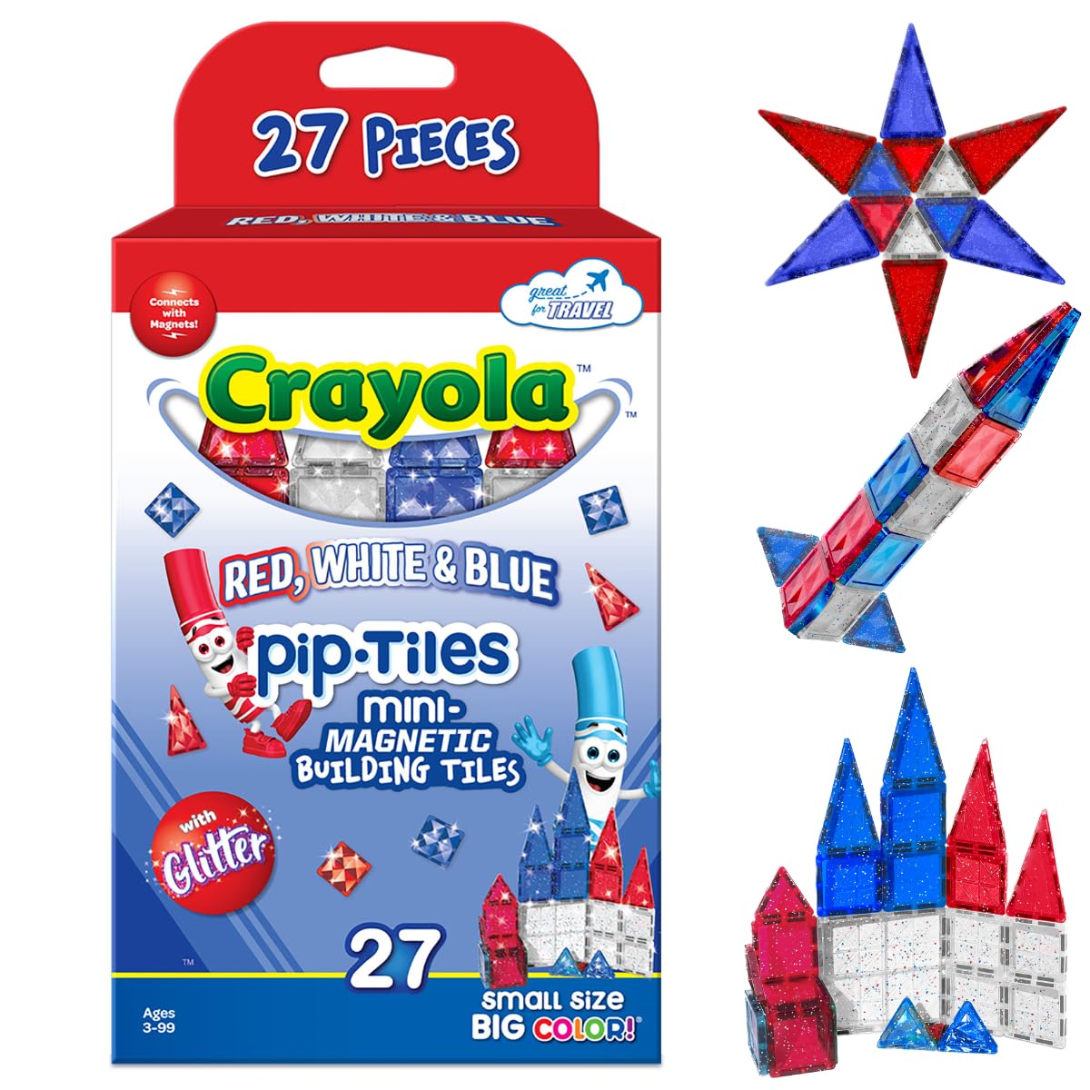 Crayola Mini Magnetic PIP-Tiles, Bold Colors