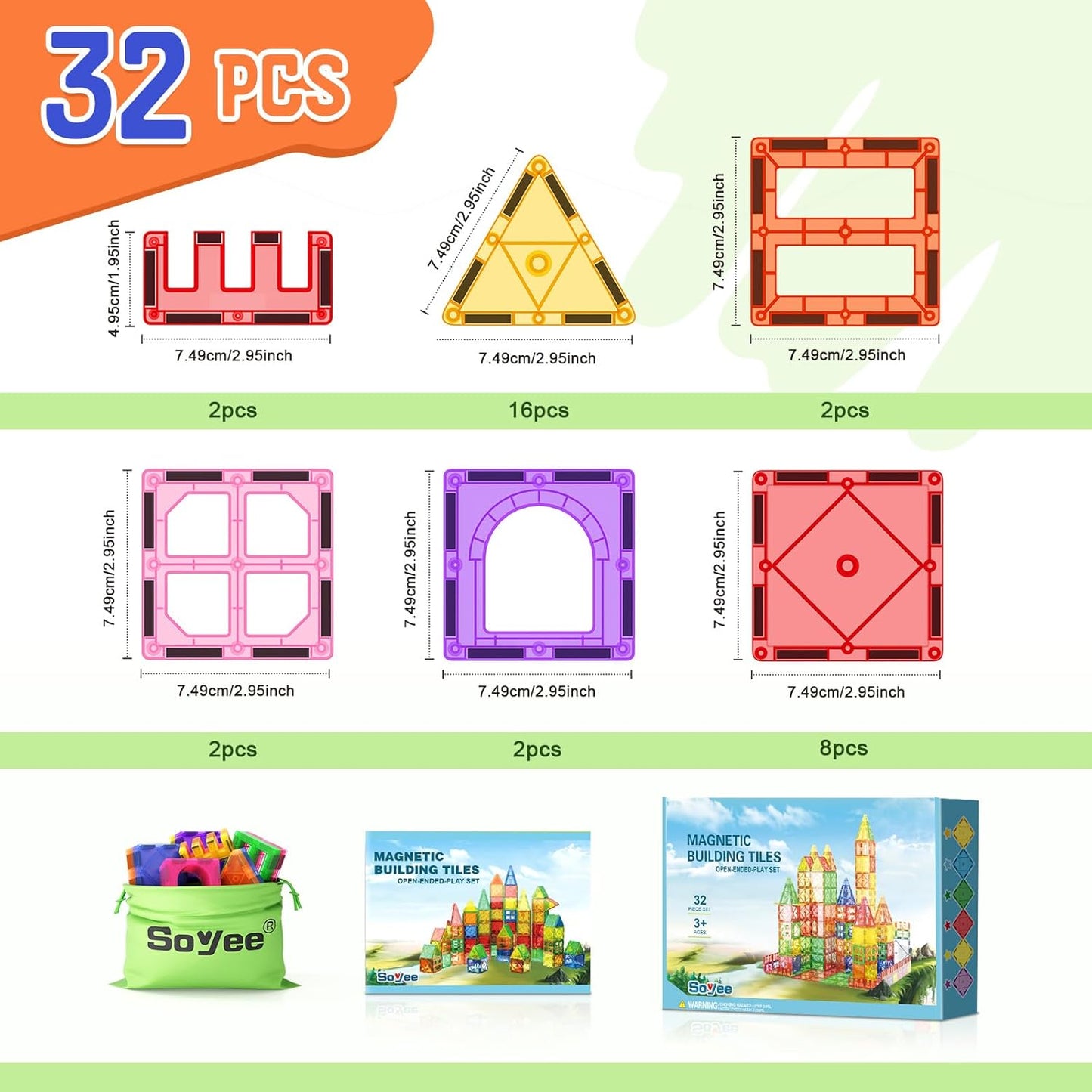 Magnetic Tiles Toddler Toys Magnetic Building Blocks for Kids Ages 3-12 STEM Educational Toys for Girls & Boys Sensory Play for Preschool Learning Classroom Must Have Decor