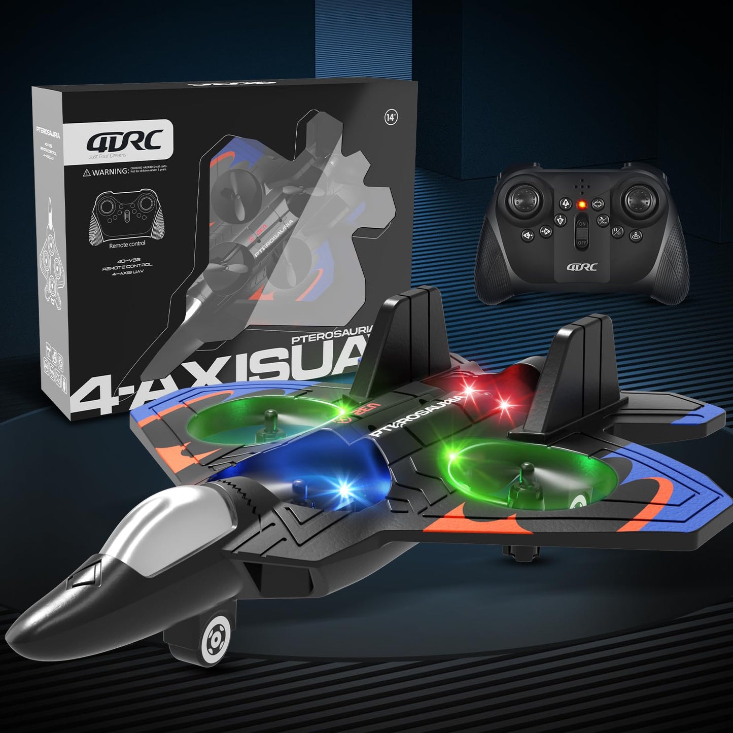 4DRC V32 Foam Remote Control Airplanes RC Planes for Kids Adults 8-16, RC Airplane Fighter Jet with Light, 360° Flip Fighter Jet Toys, Stunt Roll, Airplane Toy Gifts for Kids Boys