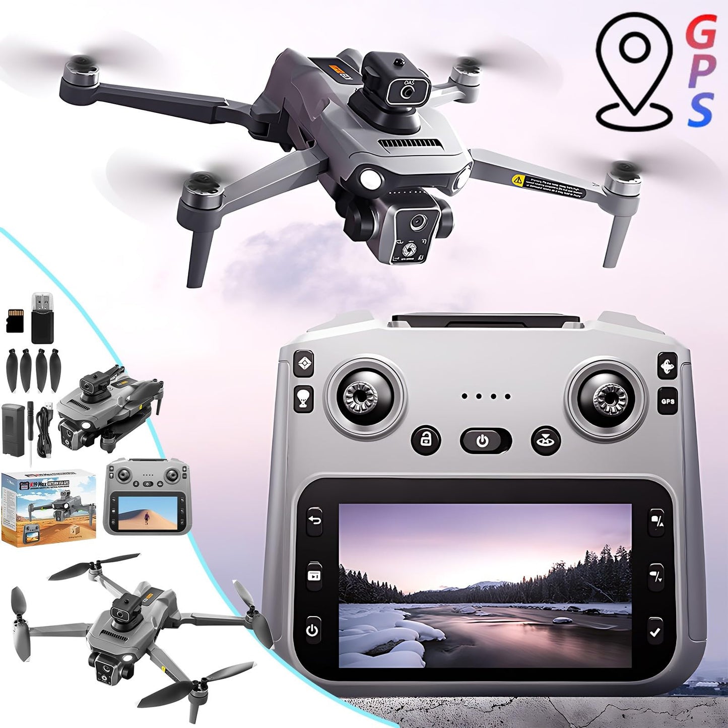 GPS Drone with Camera, 4.5 inch Screen Remote Controller