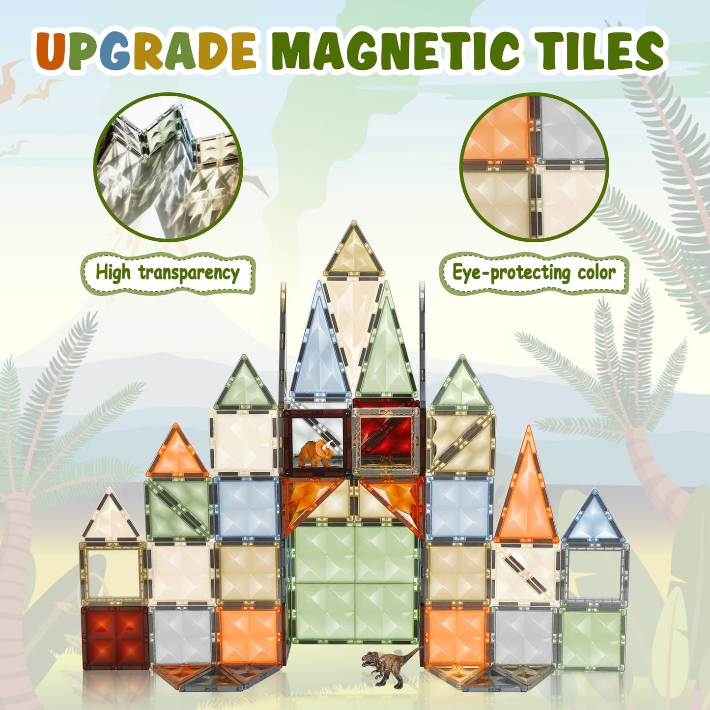 102PCS Ice Castle Magnetic Tiles, 3D Building Blocks STEM Educational Kids Toys for Pretend Play, 3 4 5 6 7 8 Year Old Birthday Gifts for Boys and Girls, Preschool Learning Toys for Birthday