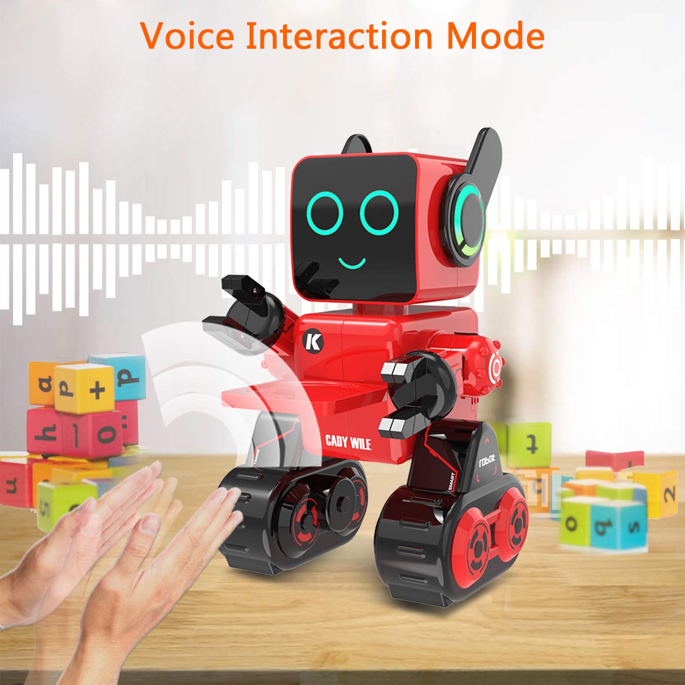 Rechargeable RC Robot Toy for Kids - Interactive Intelligent LED Light, Speaks, Dances, Built-in Coin Bank (White)