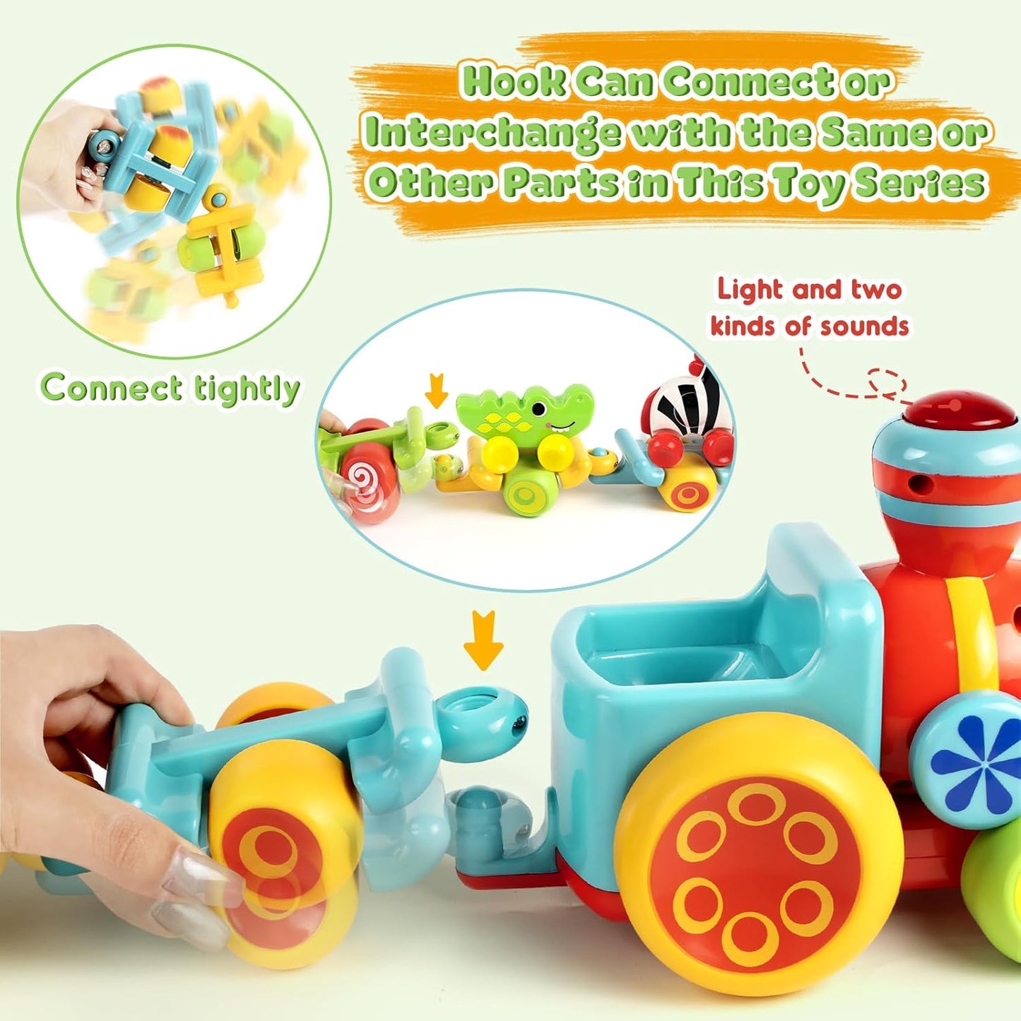 Marstone Toys for 1 Year Old Boy Birthday Gifts: Animal Train Set for Toddlers 1-2, Educational Learning Forest-Themed Push Car Baby Girl Toy 6-12 Months 12-18 Months for Motor Skills, Xmas Christmas