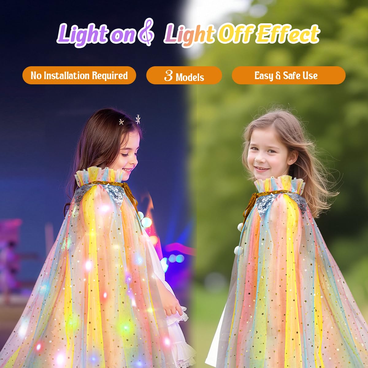 Meland Princess Dress up Clothes for Little Girl, 11Pcs Princess Cape with Crown, Princess Dresses for Girl 3-8 Birthday Gift