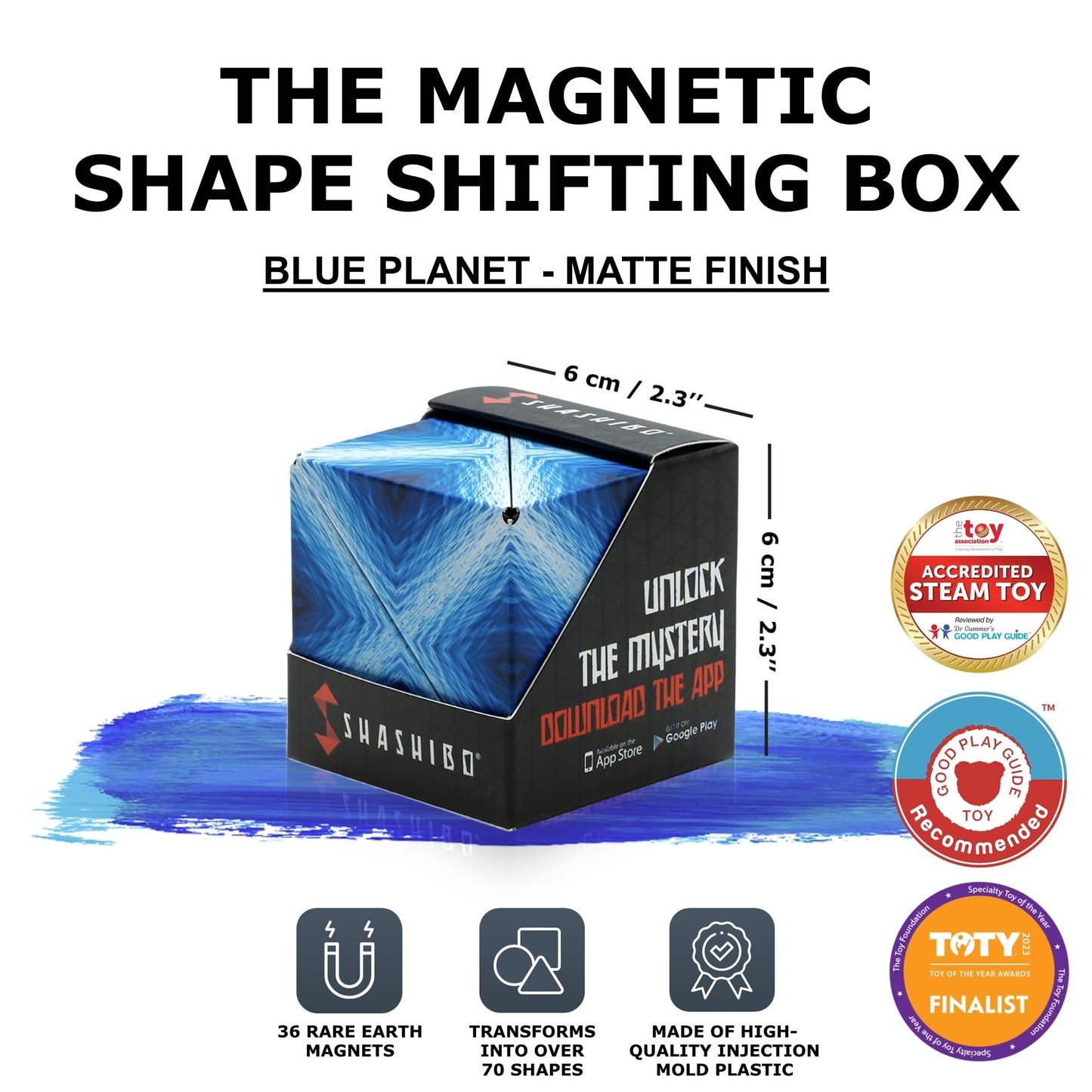 Shashibo Shape Shifting Box - STEM Magnetic Fidget Cube That Transforms Into Over 70 Shapes, Download Fun in Motion Toys Mobile App (Spaced Out)