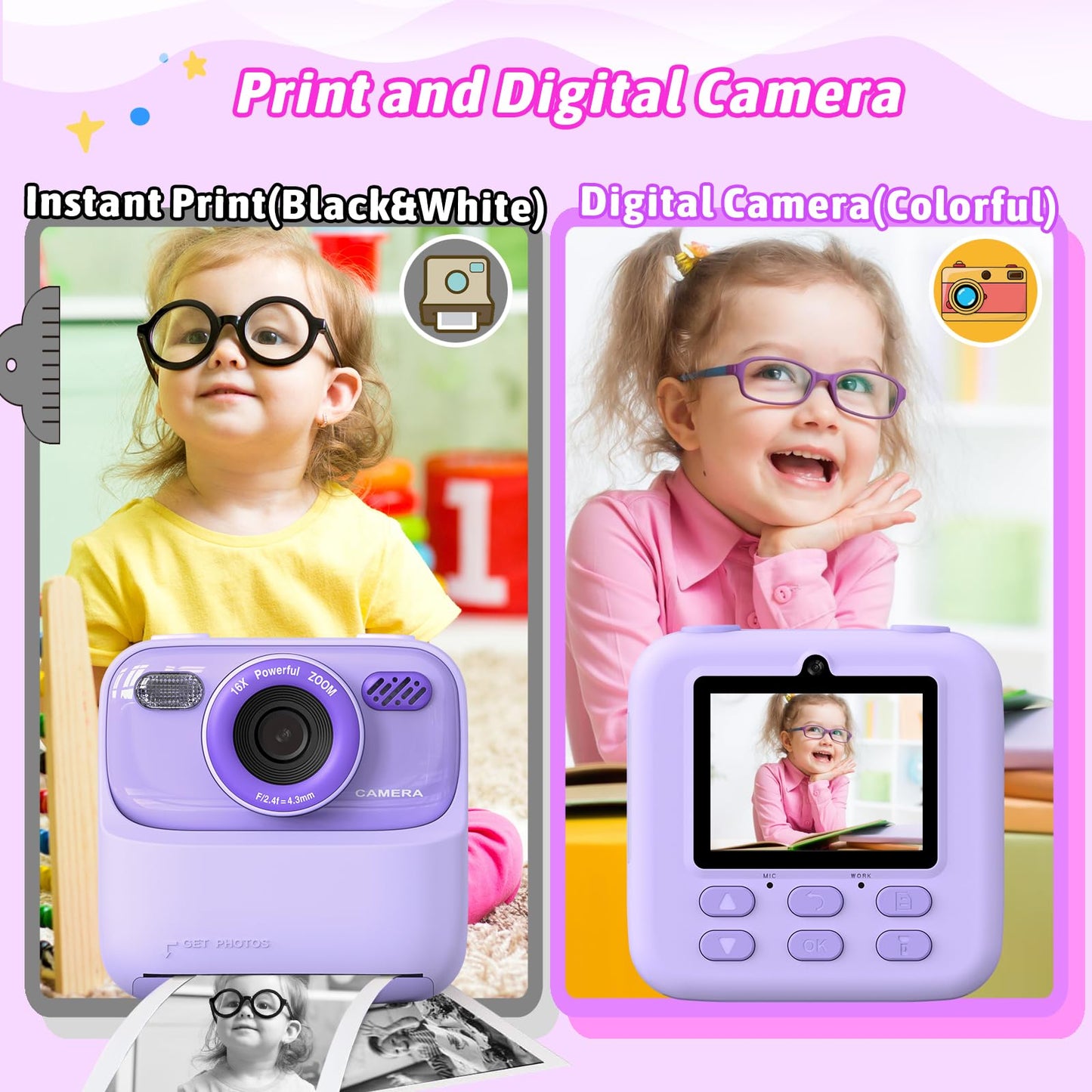 Upgrade Kids Camera Instant Print for Boys and Girls
