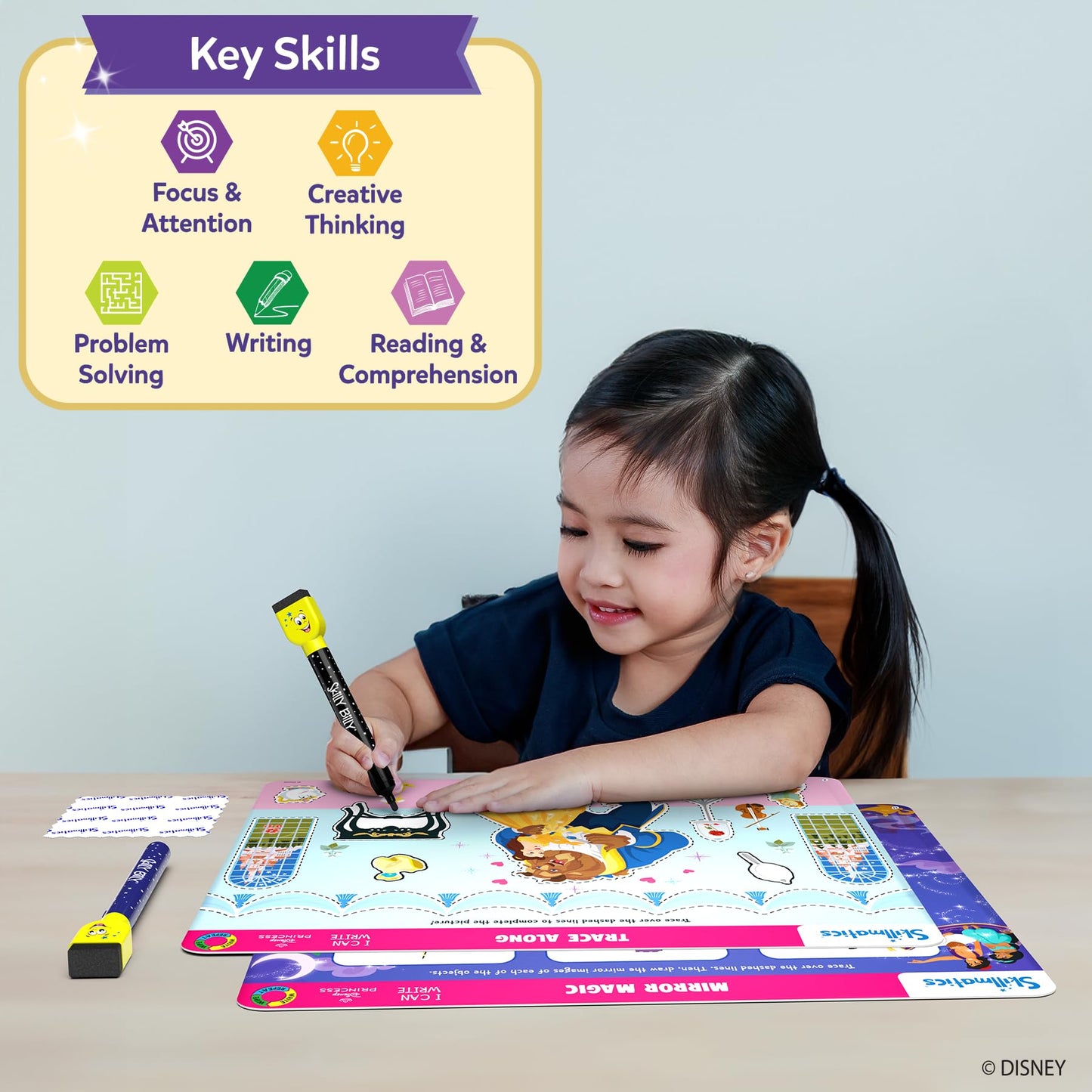 Skillmatics Search and Find Disney Princess Educational Game - Reusable Preschool Learning Activities, Perfect for Toddlers & Kids Who Love Toys, Art & Crafts, Gifts for Boys & Girls Ages 3, 4, 5, 6