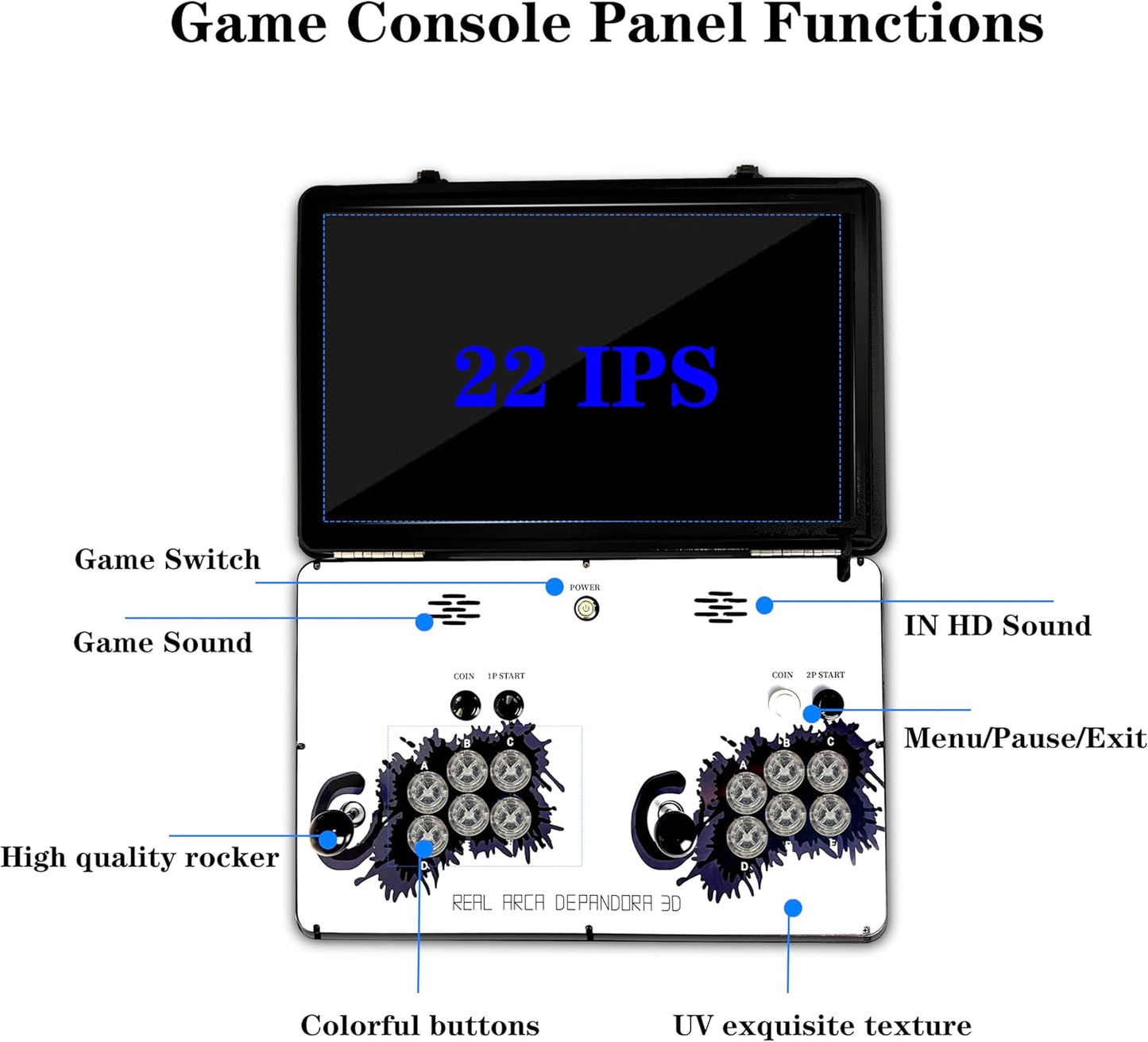 Portable 20000 in 1 Metal Box 3D Arcade Game Console
