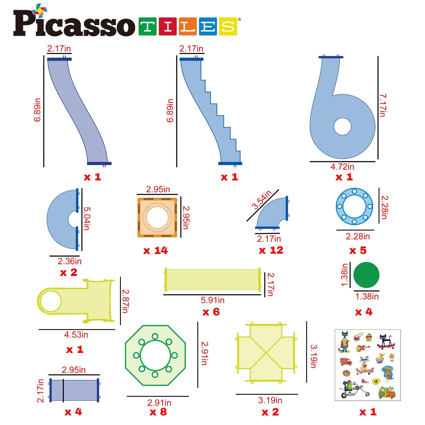 PicassoTiles 108pc 3-in-1 Marble Run Car Race Track Combo Magnetic Tiles PicassoToys Magnet Building Block Educational Construction Toy Playset STEM STEAM Learning Kit Child Brain Development PTG108