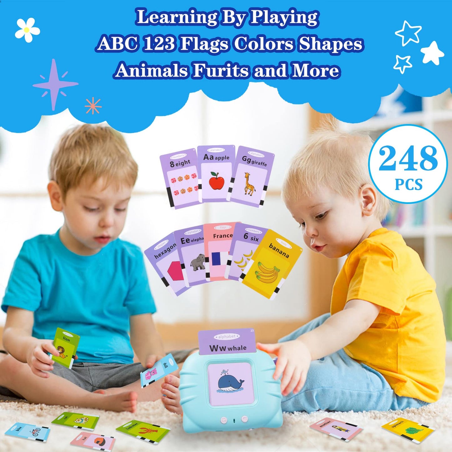 Toddler Toys Sight Words Talking Flash Cards for Ages 2 3 4 Boys and Girls, Autism Sensory Toy for Autistic Children, Learning Educational Montessori Speech Therapy Toys 224 Sight Words
