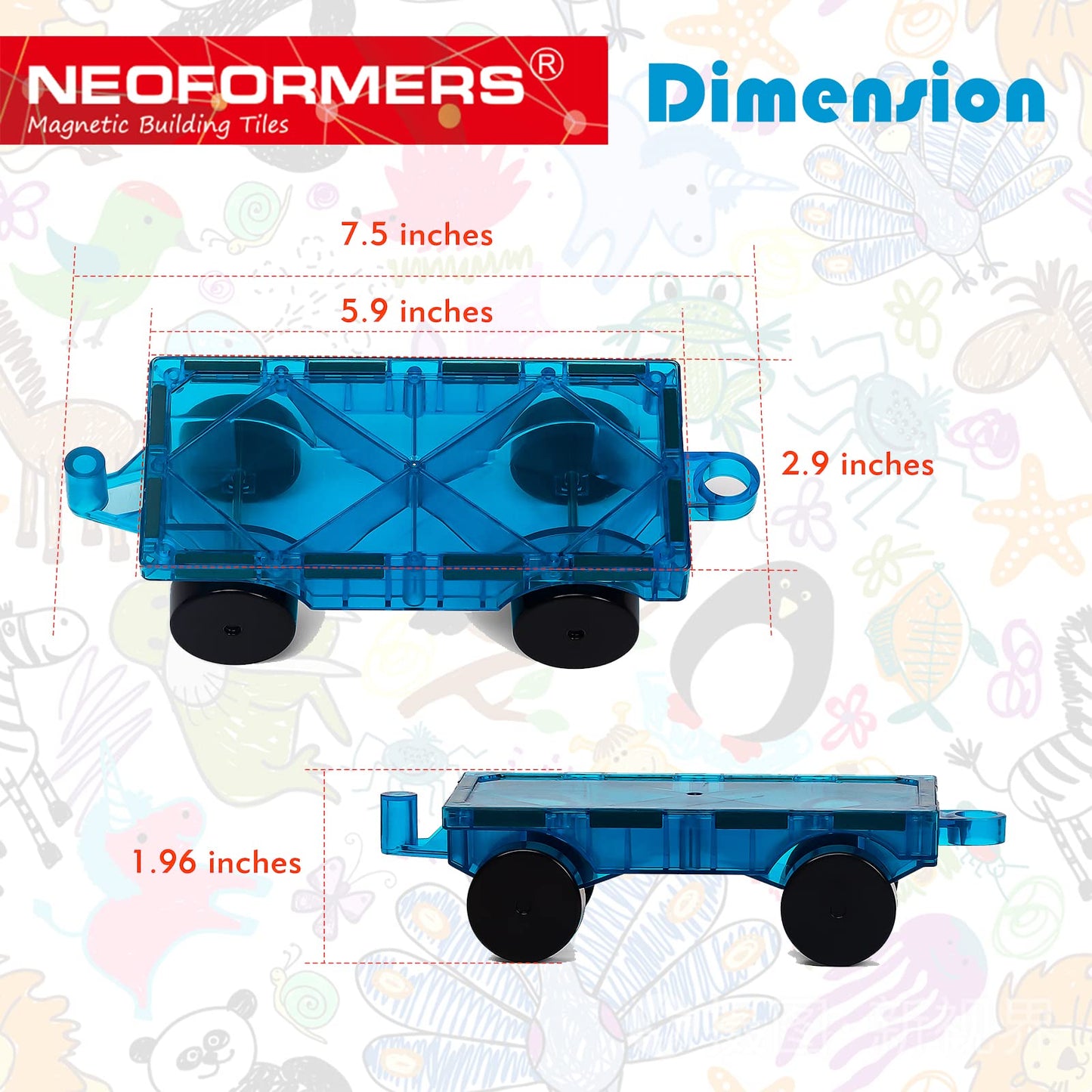 Magnetic Tiles Car Set Truck Kit Toys