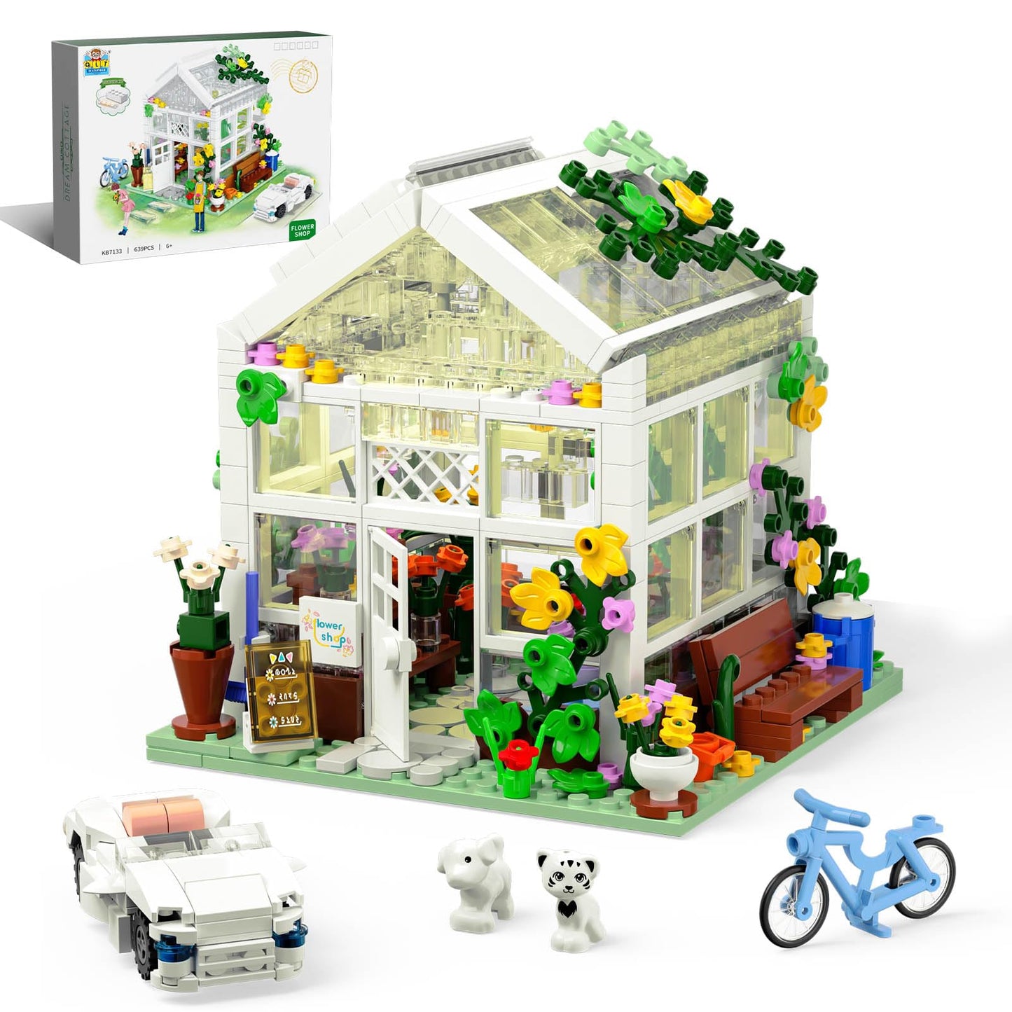 QLT White Flowers House Building Set
