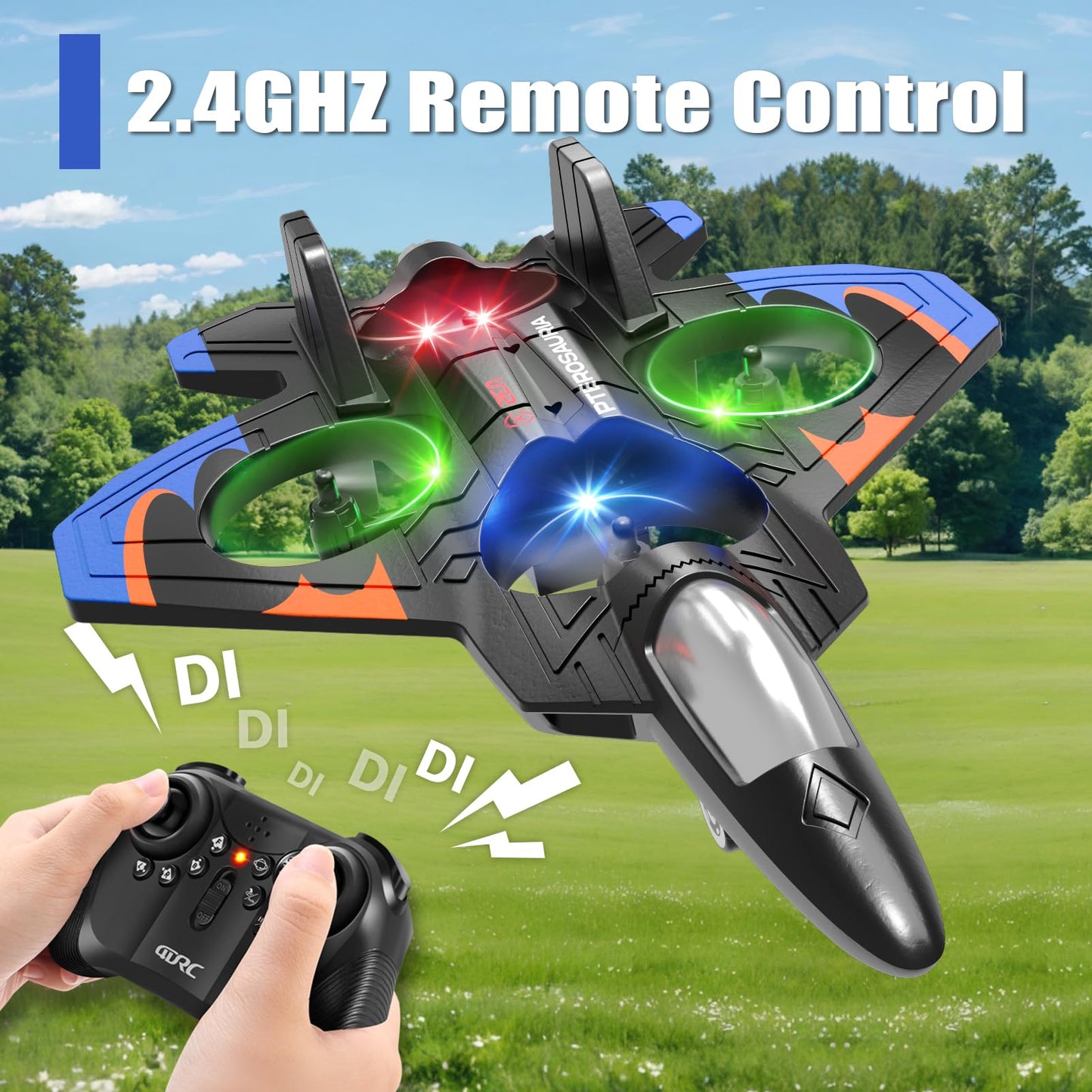 4DRC V32 Foam Remote Control Airplanes RC Planes for Kids Adults 8-16, RC Airplane Fighter Jet with Light, 360° Flip Fighter Jet Toys, Stunt Roll, Airplane Toy Gifts for Kids Boys