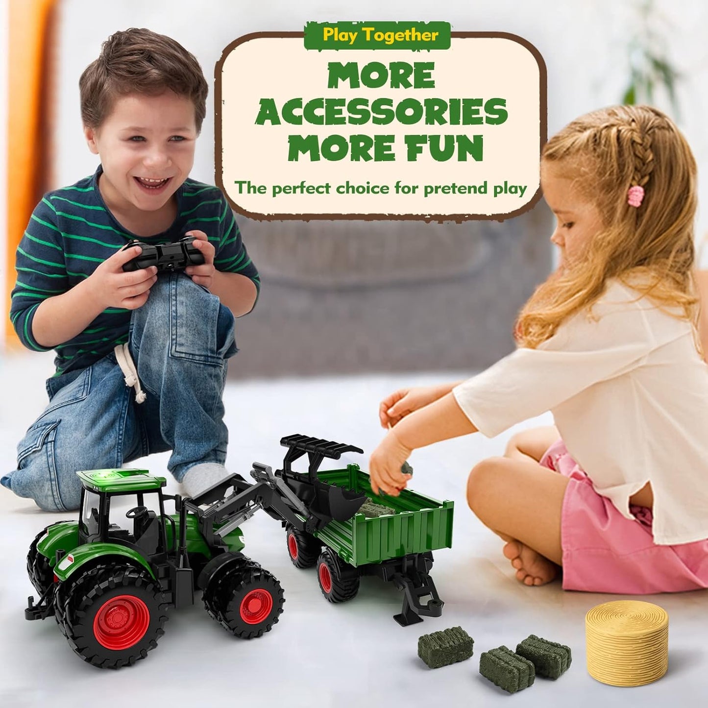 Remote Control Tractor Toy, Kids RC Tractor Set