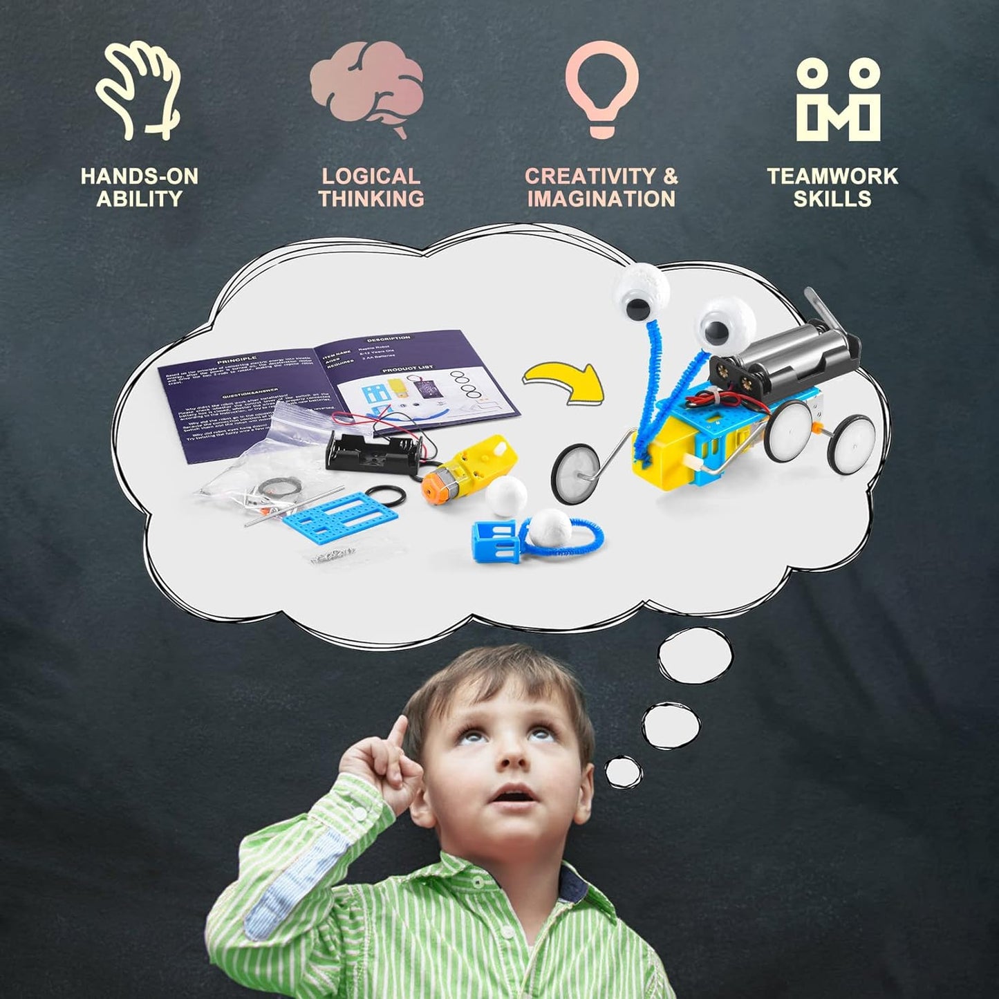 STEM Robotics Science Kits for Kids Age 8-12 8-10, STEM Toys for Boys Girls 6-8, Build Robot Building Kit Science Experiments Engineering Projects STEAM Activities Gifts 6 7 8 Year Old Boy Toys Crafts