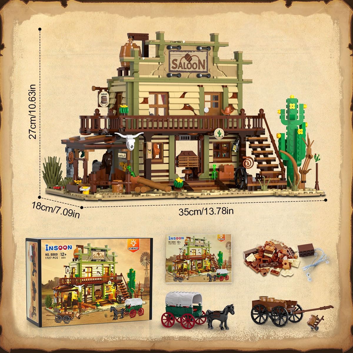 Western Saloon Building Set with LED Light