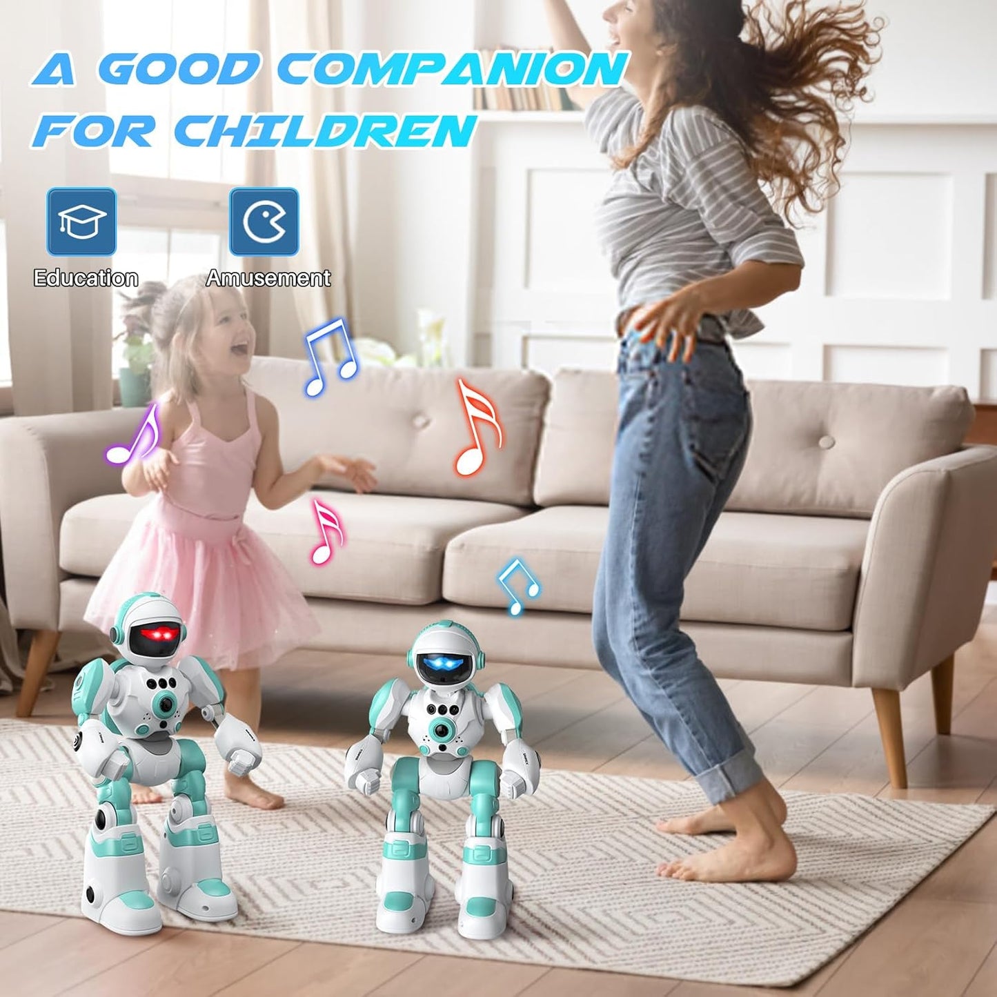 Kids Robot Toys, Remote Control Robot, Programmable Robot with Recorded Voice Music Dance Gesture Control, Gift for Toddler Boys and Girls