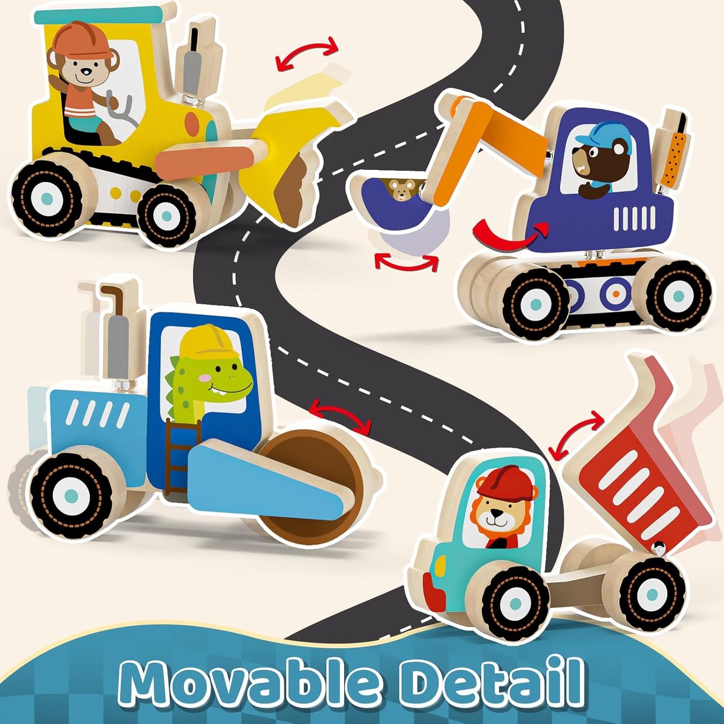 Lehoo Castle Montessori Toys for 3 Year Old, Take Apart Construction Truck STEM Toy for 3-4 3-5 4-5 Year Old Boys, Snap Together Wooden Educational Learning Building Toys Gift for Toddlers