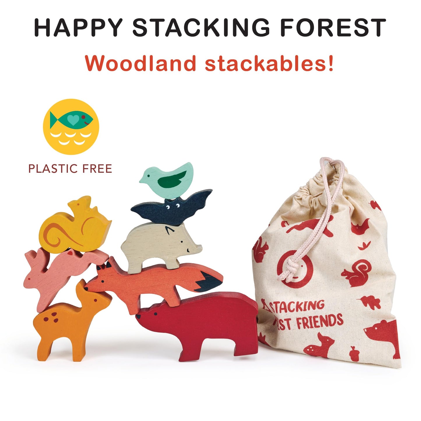 Happy Stacking Safari - 7pc Wooden Stacking Toy