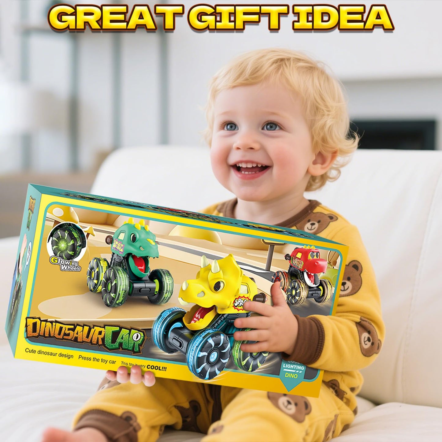3 Pack Monster Truck Dinosaur Car Toys