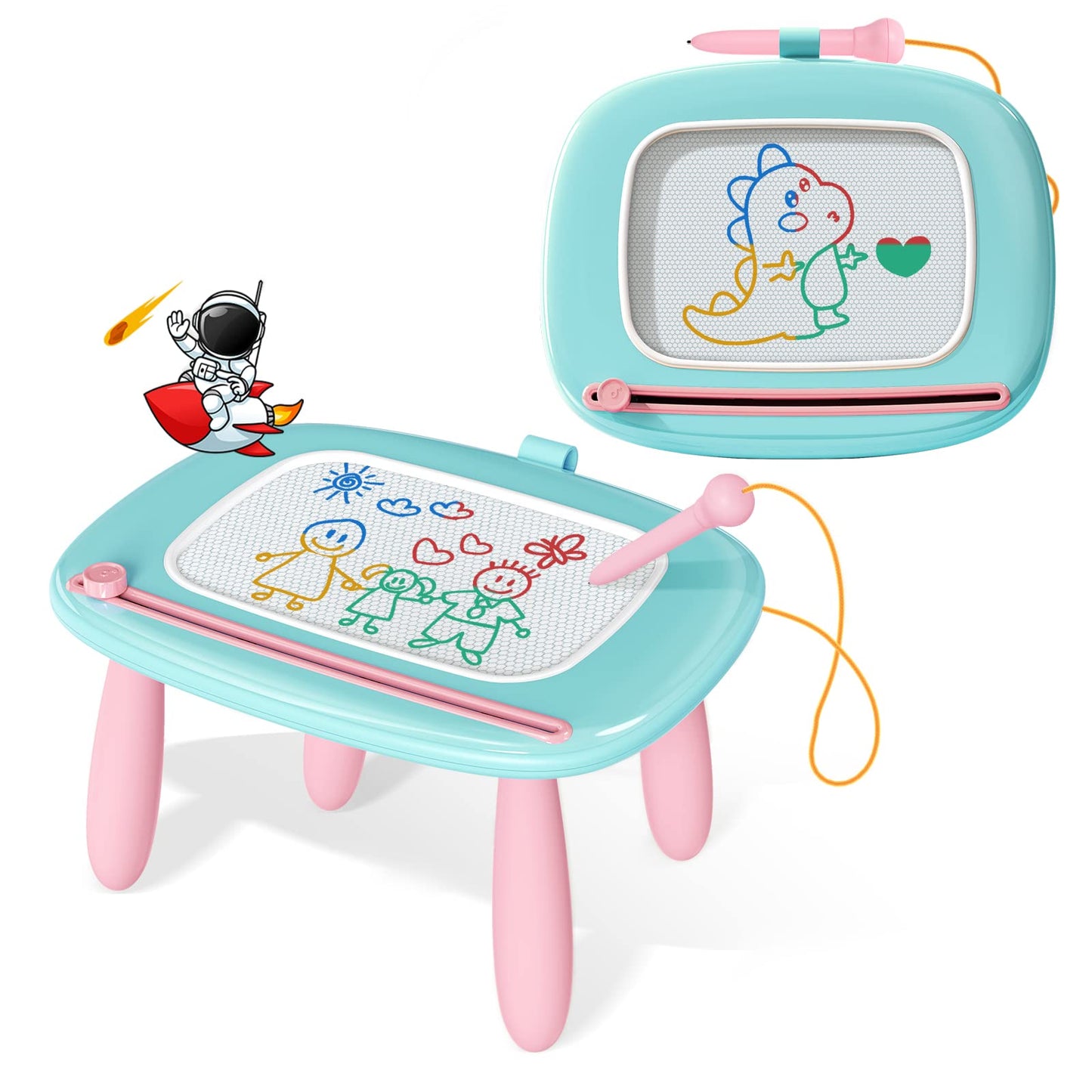 Kikidex Magnetic Drawing Board, Toddler Girl Toys for 1-2 Year Old, Doodle Board Pad Learning and Educational Toys for 1 2 3 Year Old Baby Kids Birthday Gift(Soft Pink)