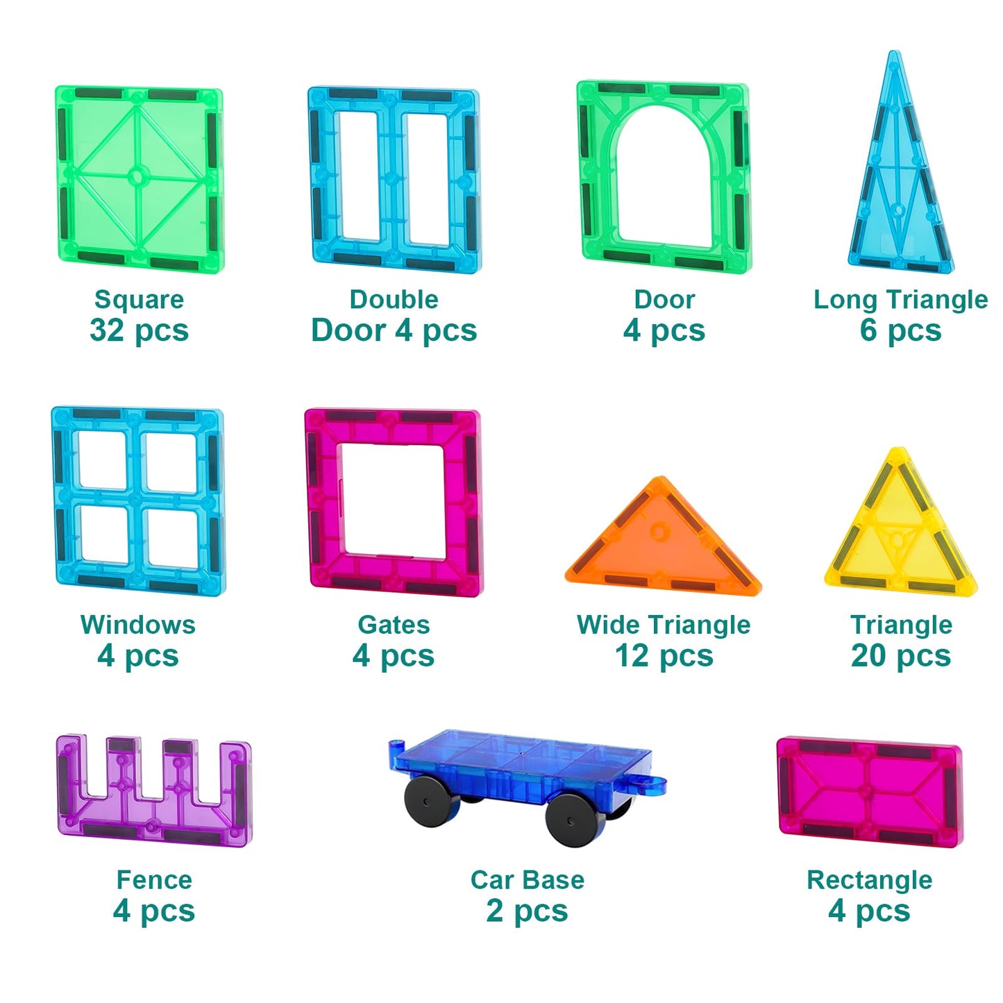 Magnetic Tiles Car Set Truck Kit Toys