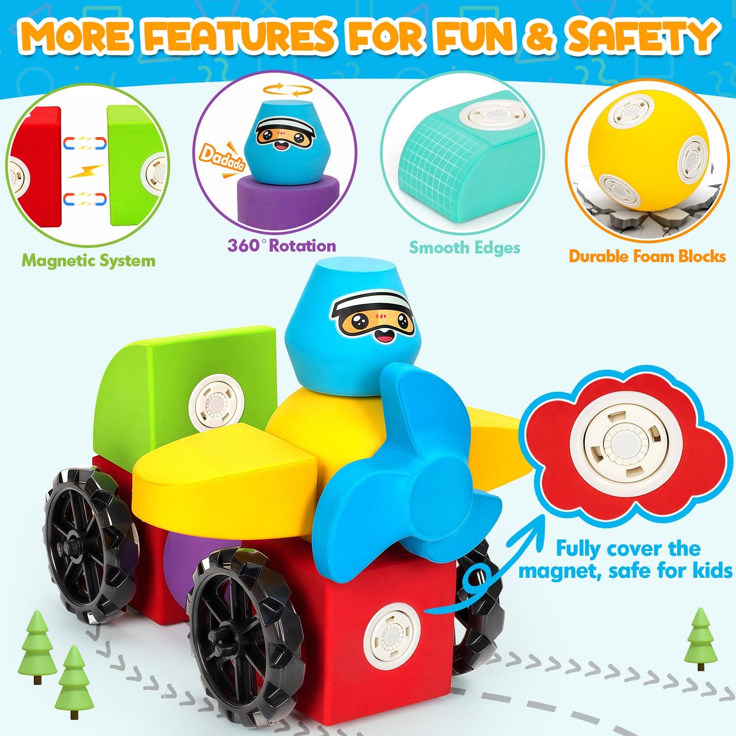 15 PCS Magnetic Foam Blocks for Kids