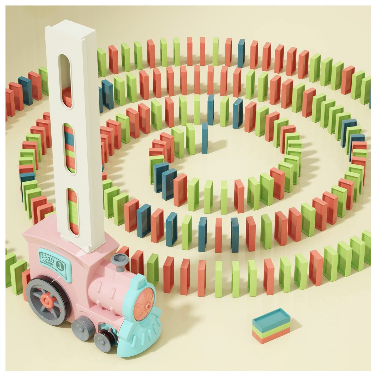 Kids Games Domino Train Toys: 180PCS Automatic Stacking Creative Game 3+ Year Old - Stem Montessori Toy for Boys 4-6 - Summer Autistic Christmas Birthday Gifts 5 6 Toddler Girls Ages 4-8