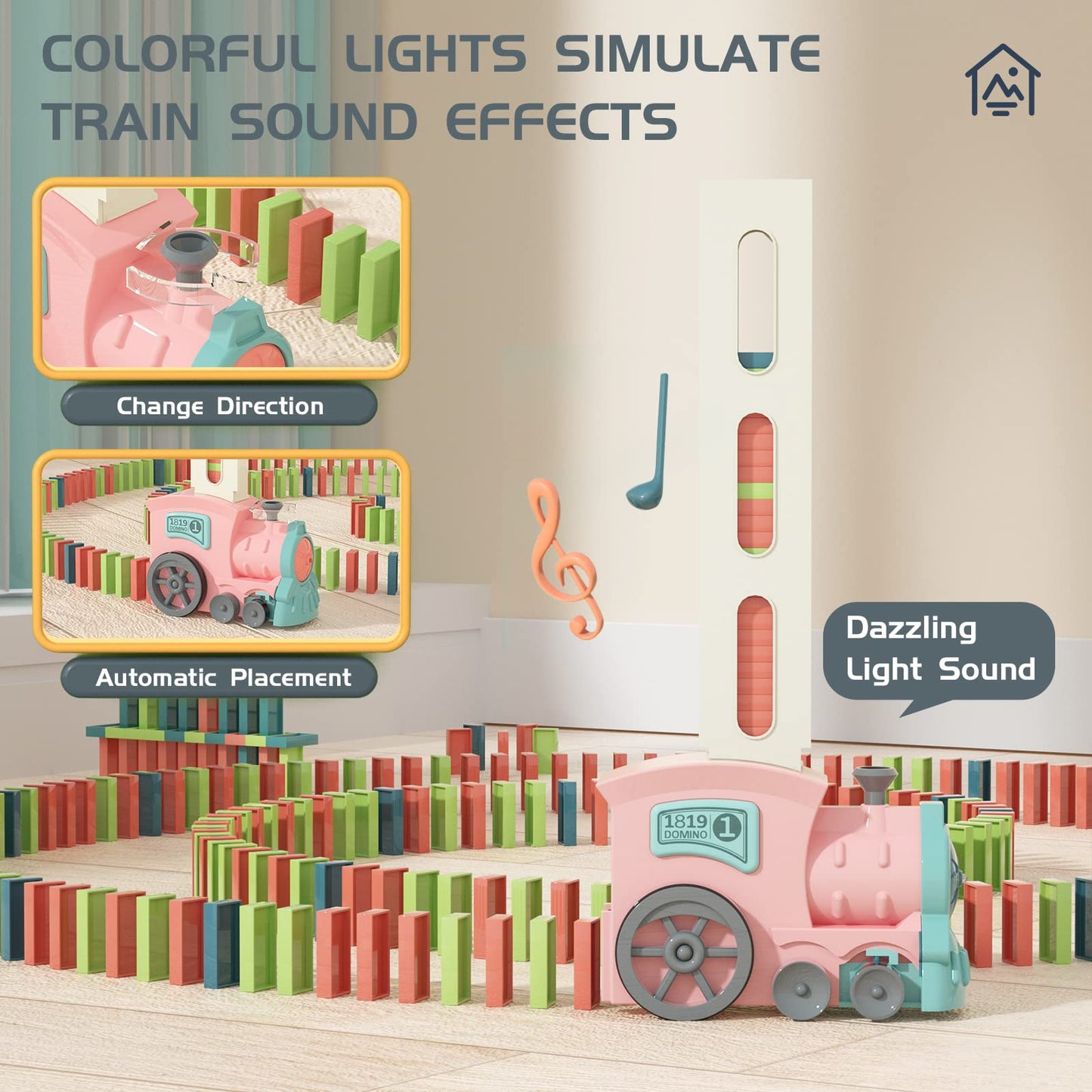 Kids Games Domino Train Toys: 180PCS Automatic Stacking Creative Game 3+ Year Old - Stem Montessori Toy for Boys 4-6 - Summer Autistic Christmas Birthday Gifts 5 6 Toddler Girls Ages 4-8