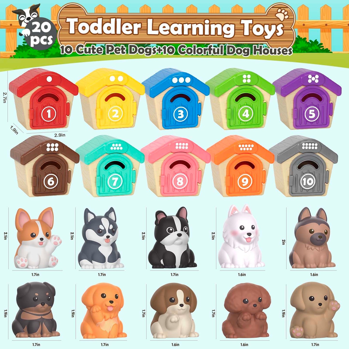 Learning Toys for 1,2,3 Year Old Toddlers, 20Pcs Safari Animals Toys Montessori Counting, Matching & Sorting Fine Motor Games, Christmas Birthday Easter Gift for Baby Boys Girls Age 12-18 Months