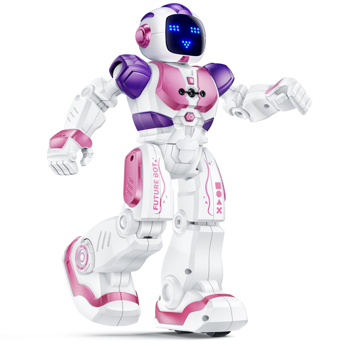 Ruko 6088 Programmable Robot with APP Control, Remote Control, Gesture Sensing Control, Rechargeable Robots Toys for Boys and Girls, Interactive Emoji LED Eyes, QA Games for 3 4 5 6 Years Kids, Blue