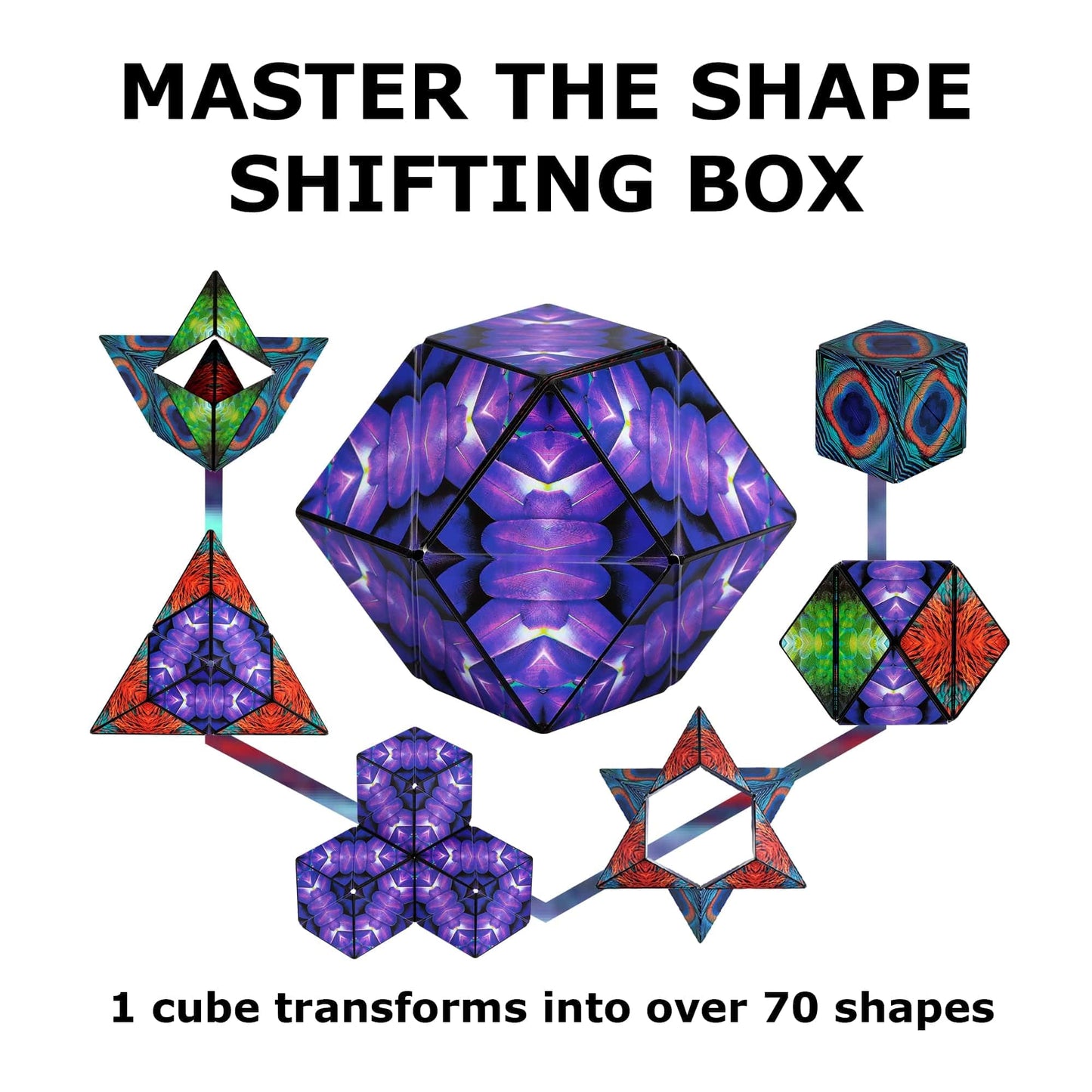 Shashibo Shape Shifting Box - STEM Magnetic Fidget Cube That Transforms Into Over 70 Shapes, Download Fun in Motion Toys Mobile App (Spaced Out)