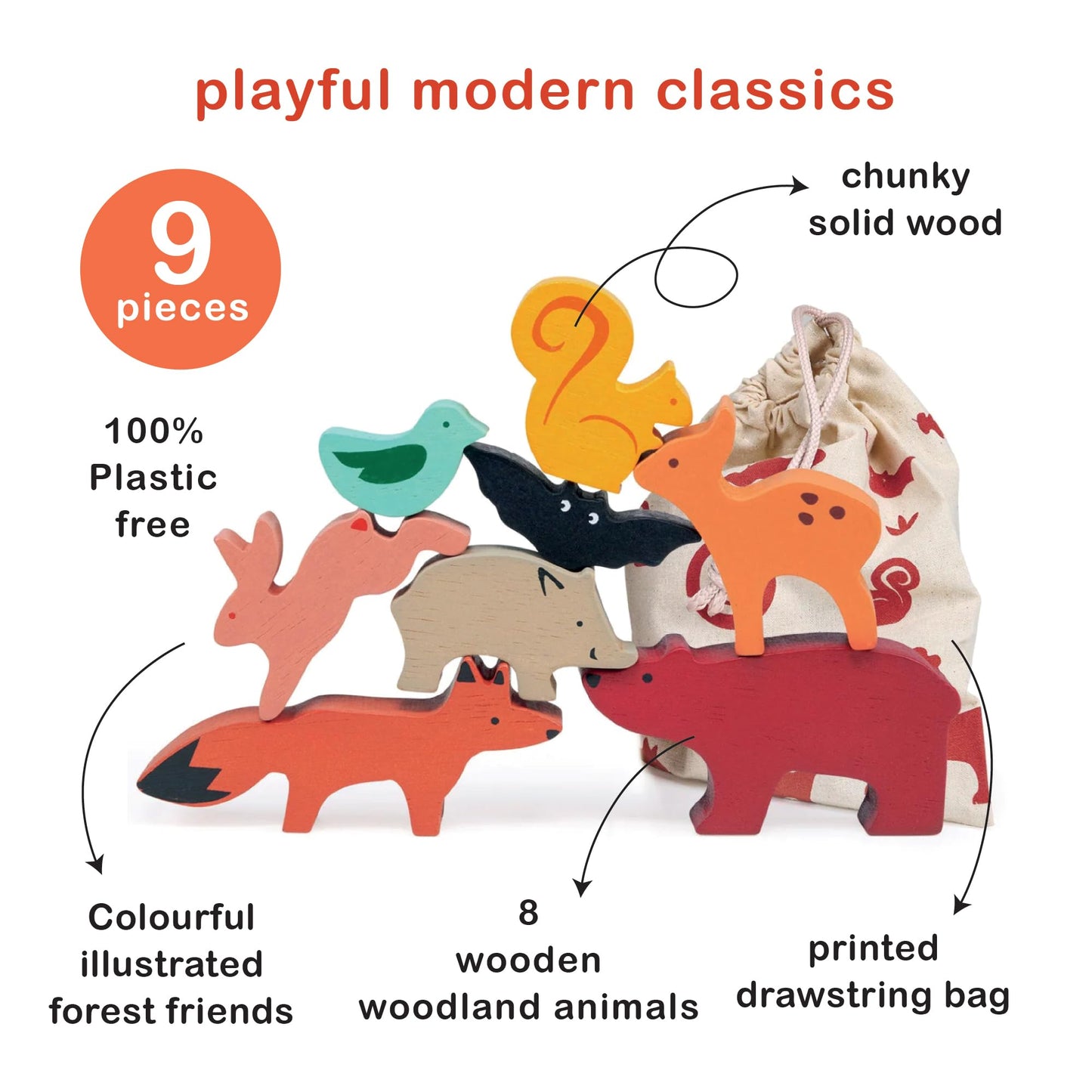 Happy Stacking Safari - 7pc Wooden Stacking Toy