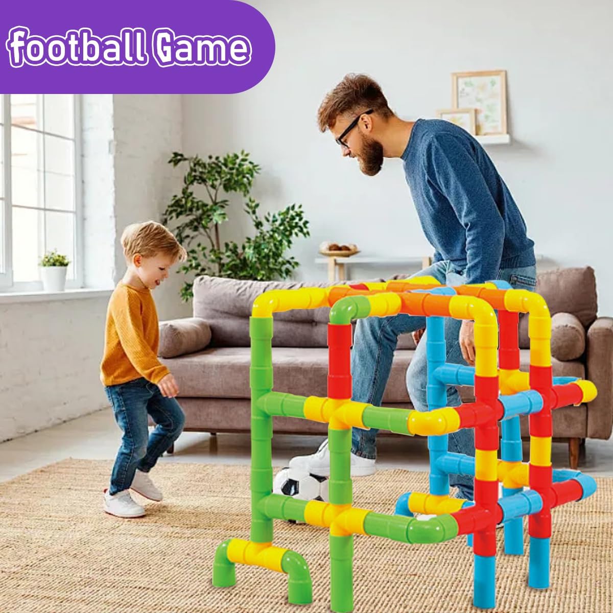 RAINBOW TOYFROG Fun Plus Size 156 Piece Pipe Building Blocks Set for Kids 4-8, Toddlers, Daycare - Educational STEM Interlocking Pipes, Tubes, Construction Blocks. Makes Variety of Cars & Push Toys