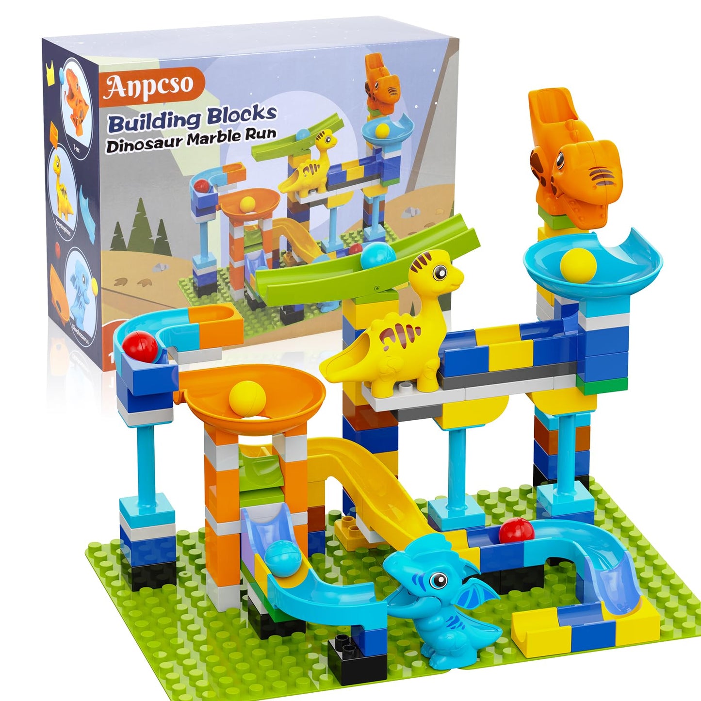 2-in-1 Kids Toys - Marble Run Building Blocks