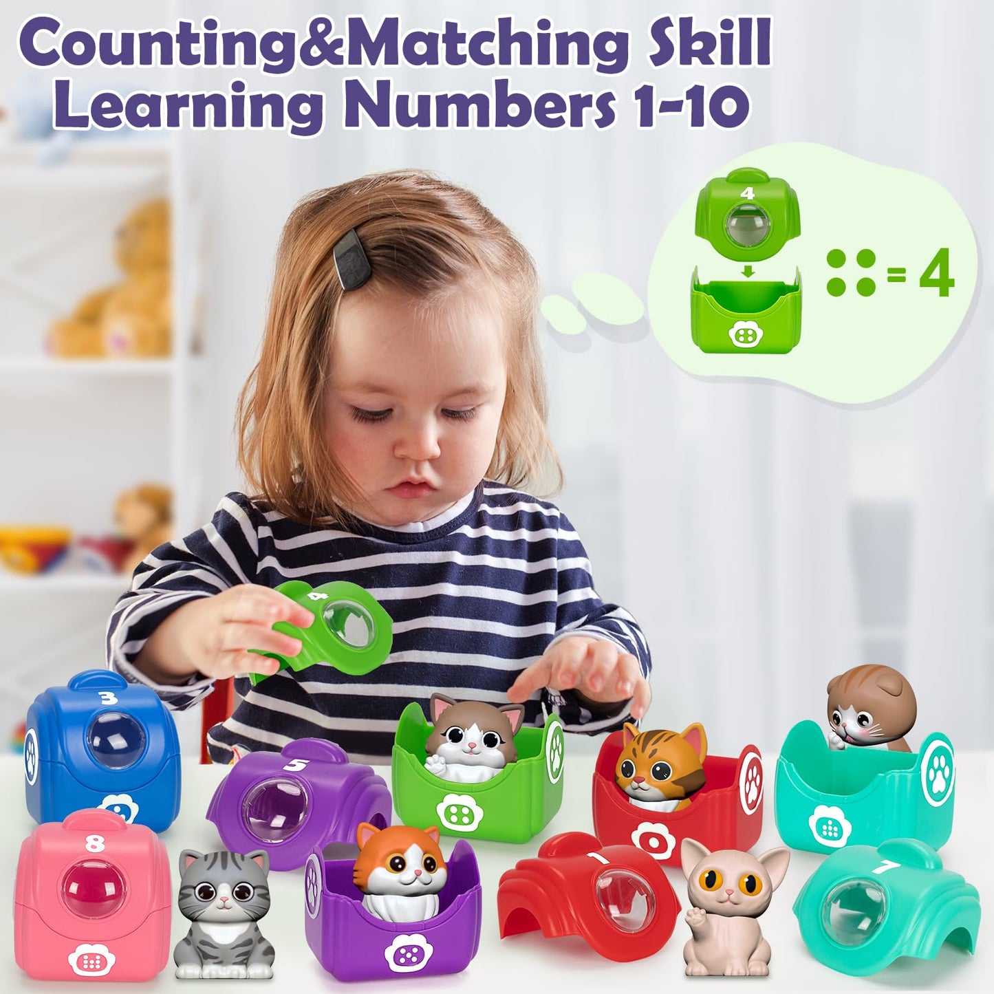 Learning Toys for 1,2,3 Year Old Toddlers, 20Pcs Safari Animals Toys Montessori Counting, Matching & Sorting Fine Motor Games, Christmas Birthday Easter Gift for Baby Boys Girls Age 12-18 Months