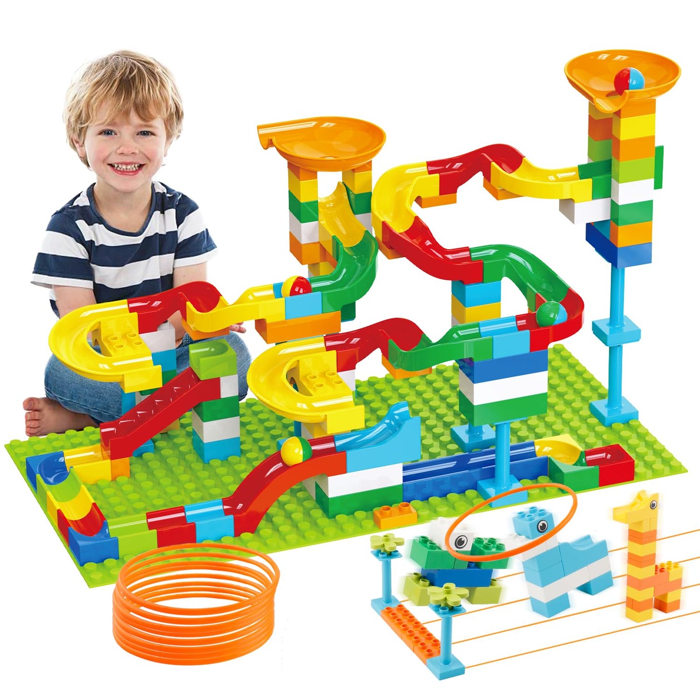 2-in-1 Kids Toys - Marble Run Building Blocks
